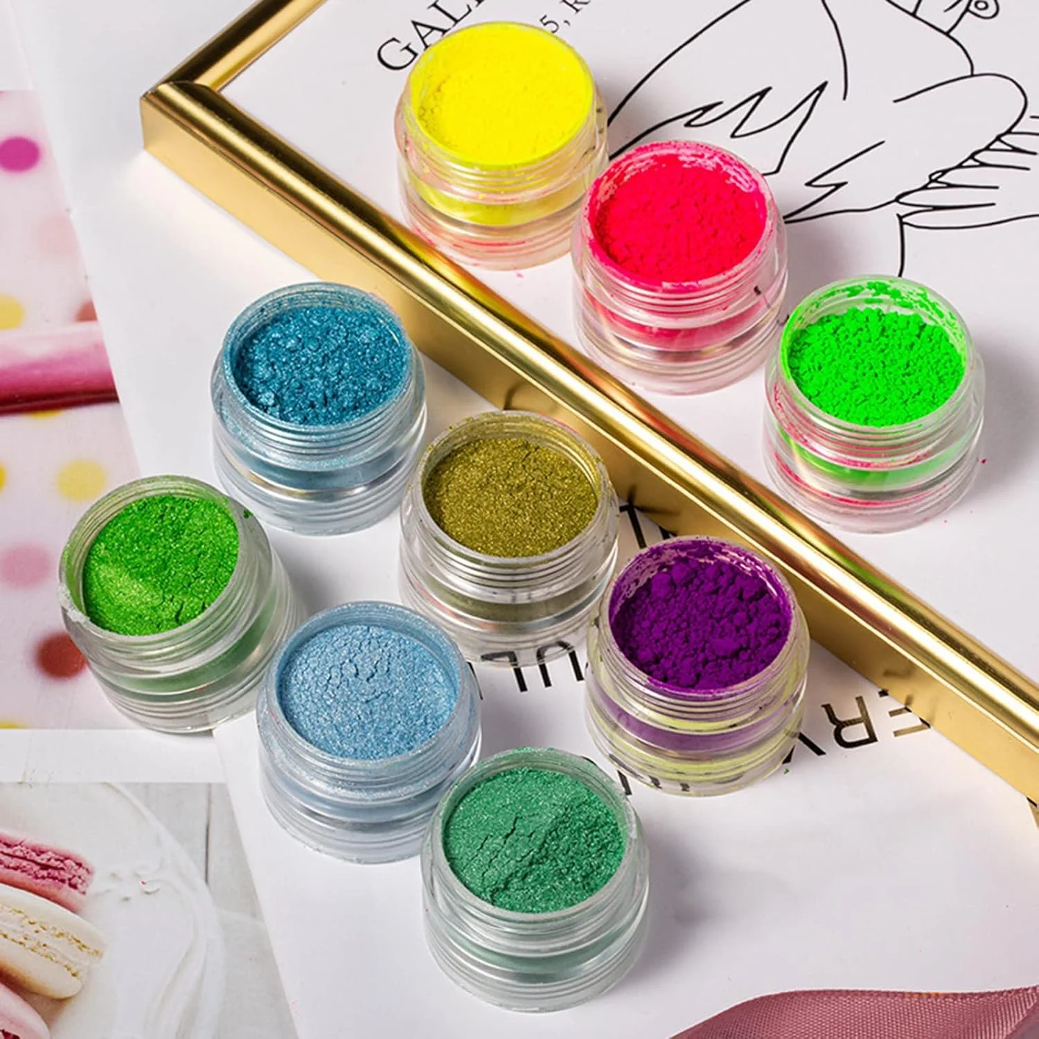 برس ناخن، پودر ناخن 12 رنگ، پودر فلورسنت، رنگدانه های رنگی ناخن، گرد و غبار اکلیلی ناخن، پودر سایه چشم نئون برای آرایش صورت و بدن، هنر طراحی ناخن، تمرین ناخن برای ناخن ها