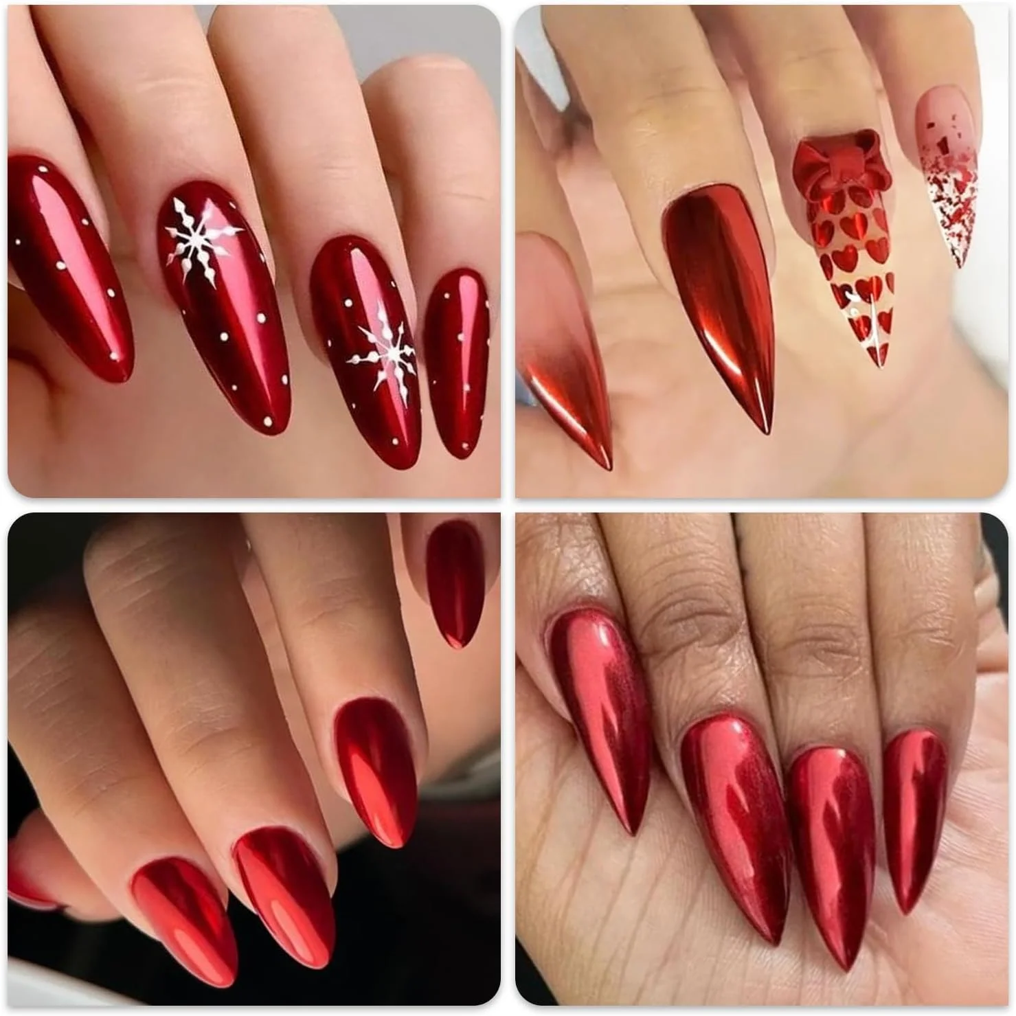 پودر کروم قرمز ناخن فوکوستار برای طراحی هنری ناخن، جلوه آینه ای متالیک جادویی هولوگرافیک، تزئینات پودر اکلیلی مانیکور به همراه ابزار