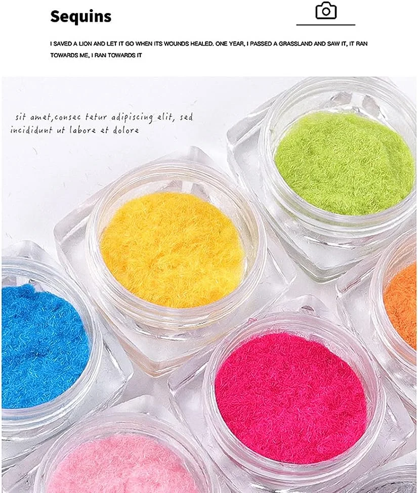 پودر مخملی تزئینی ناخن Fawoonu، ست 12 رنگ، پودر اکلیلی مخملی برای طراحی ناخن، مناسب برای تزئین و طراحی ناخن در خانه