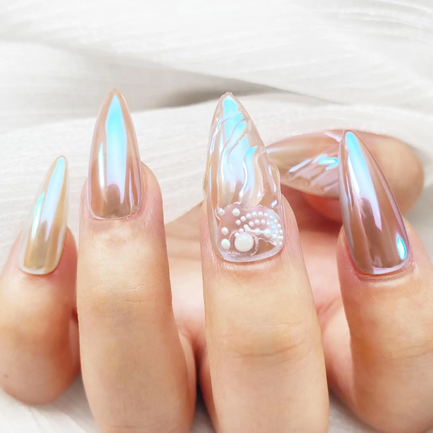 پودر کروم ناخن تک شاخ FNNZ، رنگدانه پودر ناخن پری دریایی Aurora Unichrome Aurora، تزئین اکلیل هنر ناخن مرواریدی برای مانیکور خانگی DIY سالن ناخن - اقیانوس یخچالی