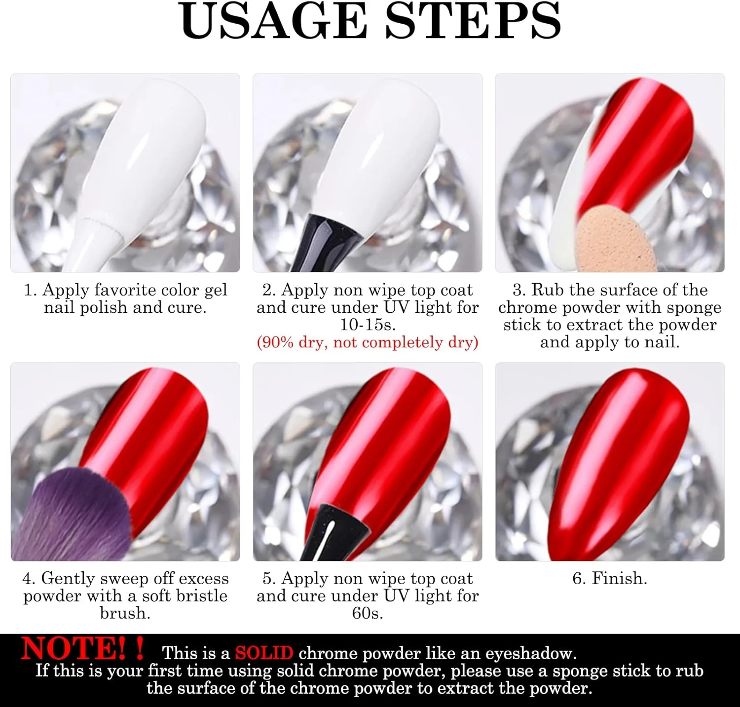 پودر کروم قرمز ناخن فوکوستار برای طراحی هنری ناخن، جلوه آینه ای متالیک جادویی هولوگرافیک، تزئینات پودر اکلیلی مانیکور به همراه ابزار