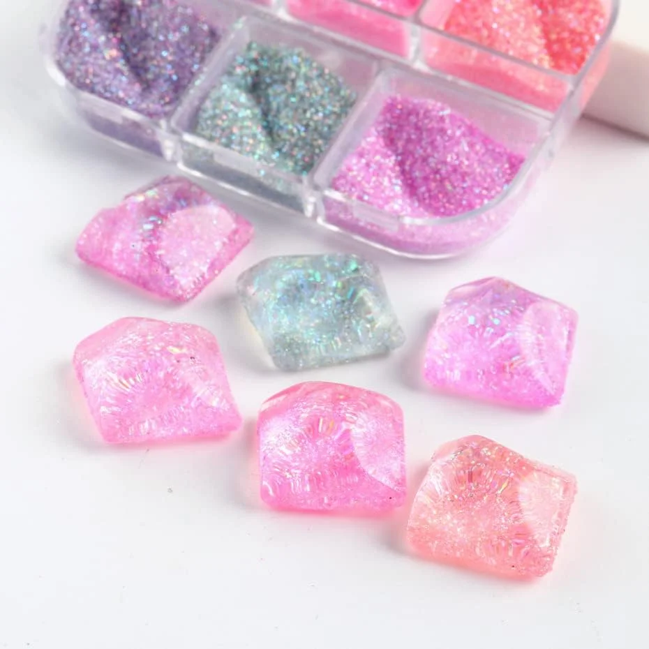 پودر طراحی ناخن شکر فوریموک، پیگمنت ناخن، اکلیل پولک برای لوازم طراحی ناخن، افکت شن شکری برای لوازم جانبی تزئین مانیکور DIY، 6 گرید