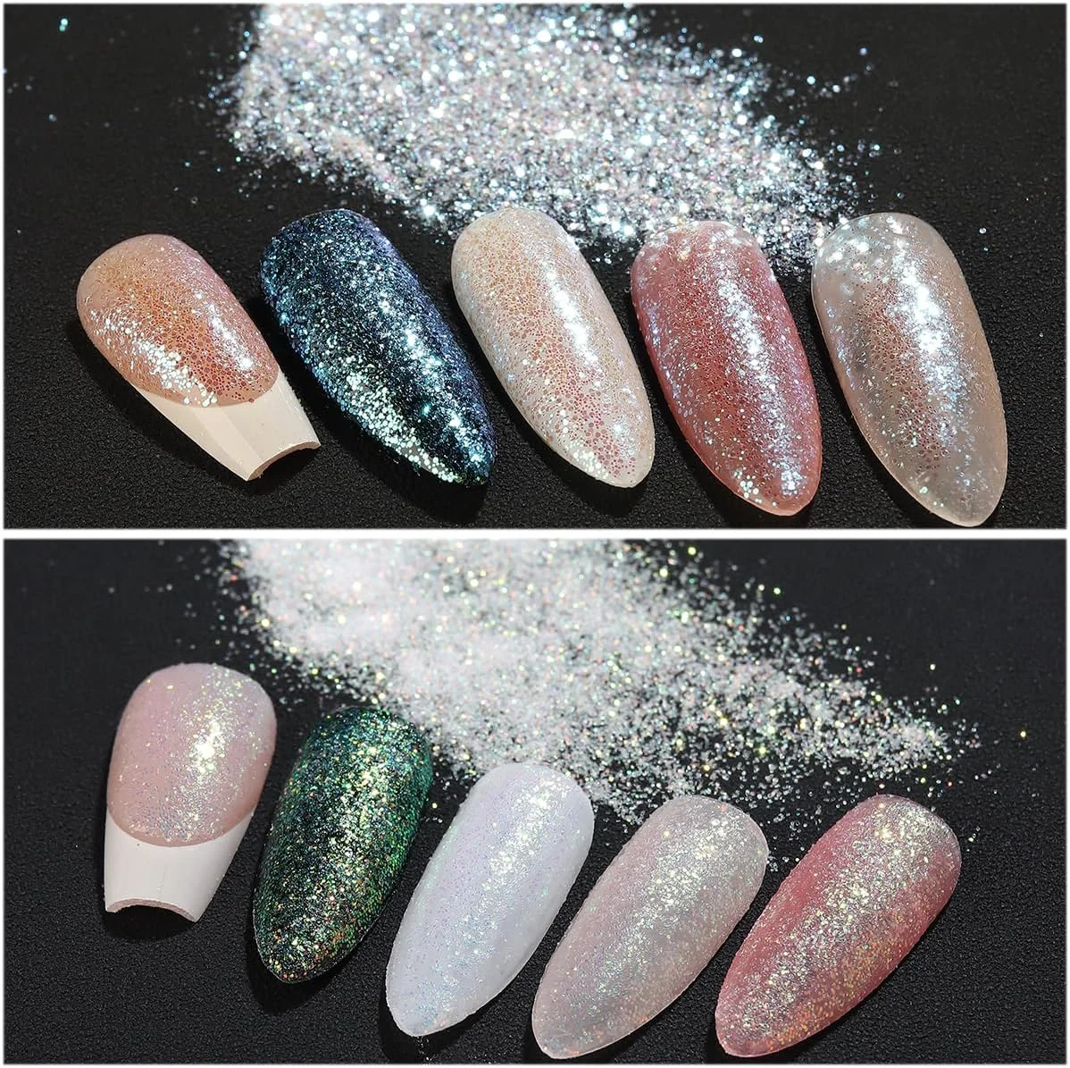 پودر اکلیل ناخن تک شاخ Fcozpjk به همراه بطری اسپری اکلیل، رنگدانه اکلیل ناخن سفید بسیار ظریف، بطری اسپری پودری خالی 14 میلی لیتری، ابزار طراحی ناخن آمبره، اکلیل اسپری برای کاردستی