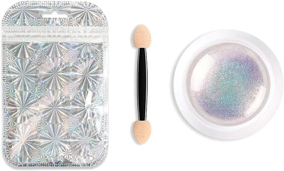 پودر اکلیل ناخن هولوگرافیک ویلاور، رنگدانه پودری ناخن رنگین کمانی نئون، جلوه هنری آینه ای، ابزار تزئین رنگی، رنگدانه ناخن