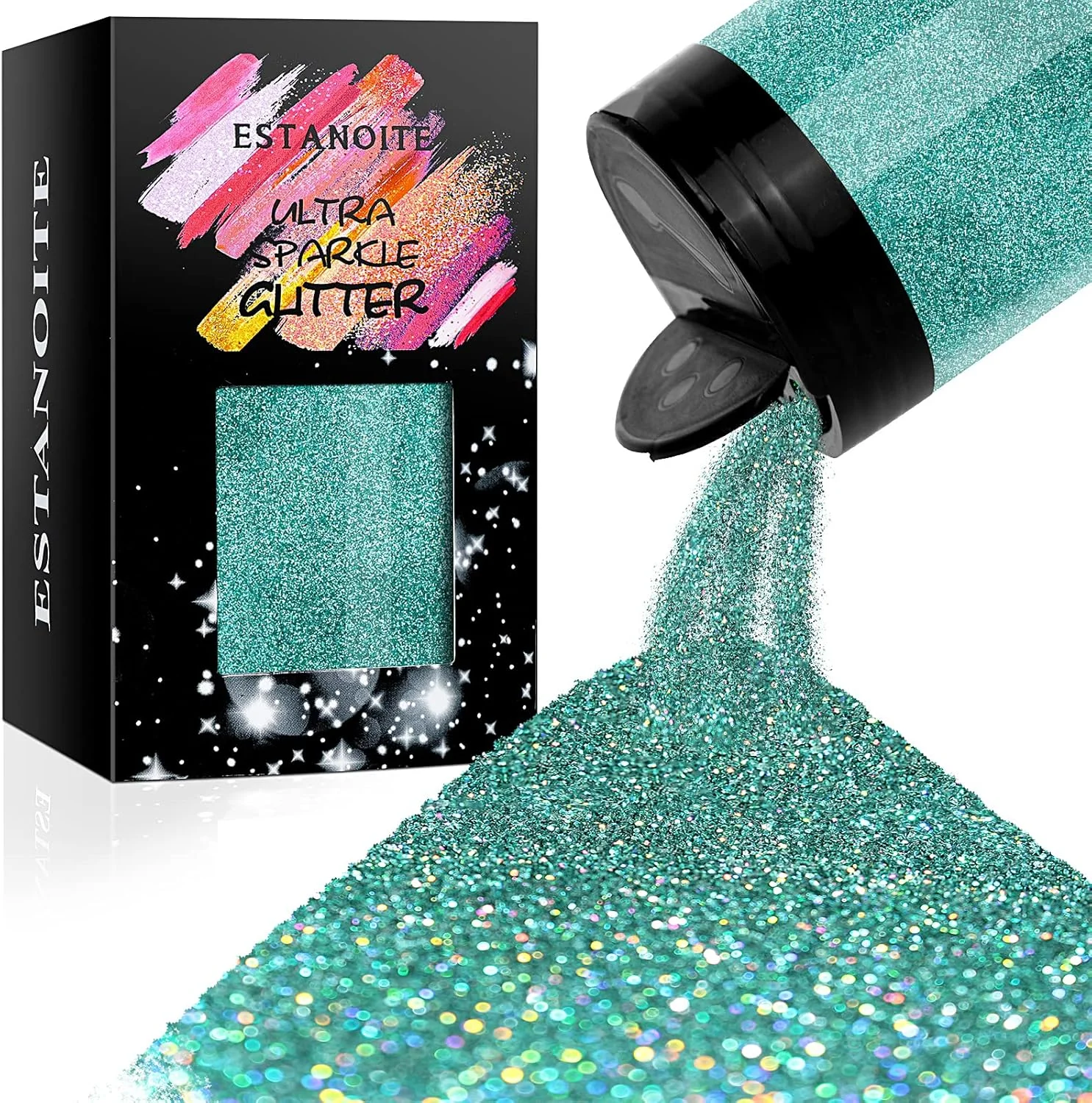 اکلیل فوق العاده ریز هولوگرافیک استانویت، 210 گرم پودر اکلیل رزین پولک های براق، اکلیل فلزی رنگین کمانی 1/128 اینچی برای لیوان های رزینی، صنایع دستی هنری، اکلیل ناخن بدن صورت مو (آبی)