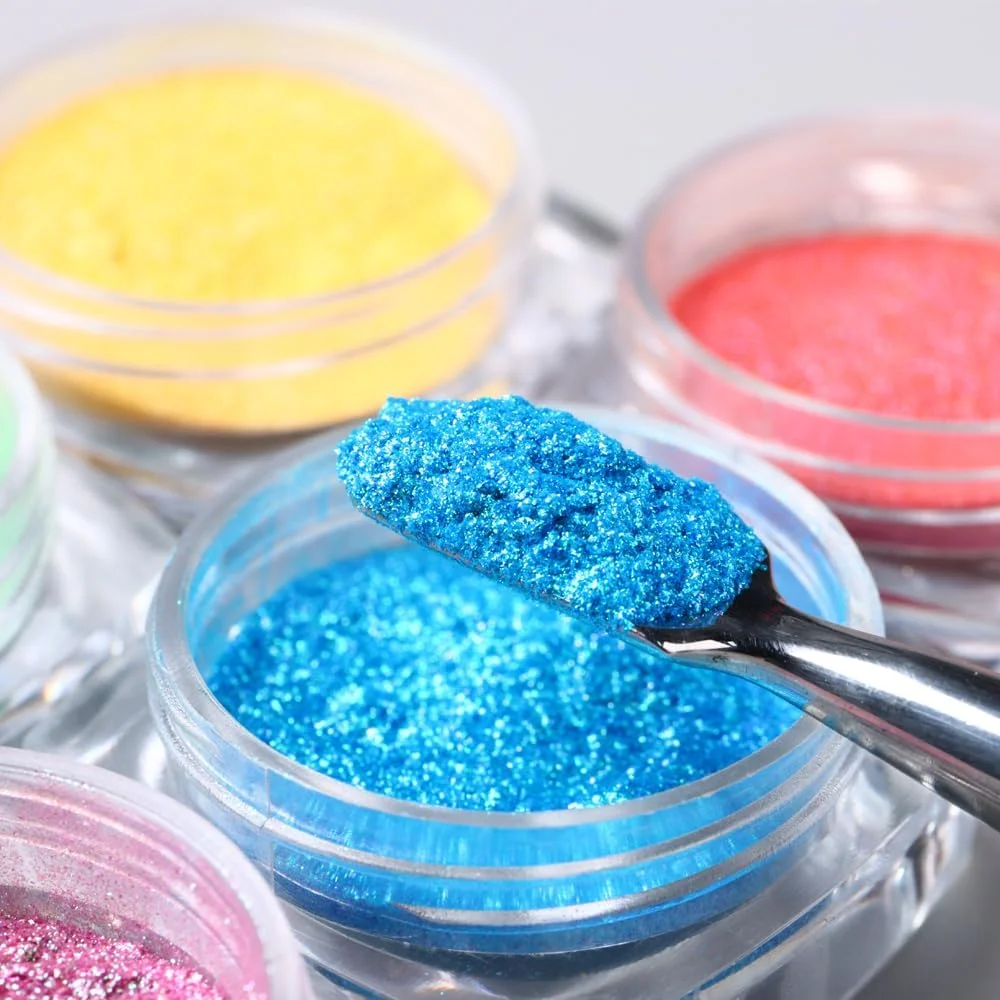 پودر ناخن آینه ای مرواریدی مهتابی داناچه در 6 رنگ، رنگدانه ناخن کروم متالیک جادویی، پودر ناخن هولوگرافیک با جلوه شفق قطبی، رنگدانه های صدفی رنگین کمانی برای طراحی ناخن (رنگین کمانی)