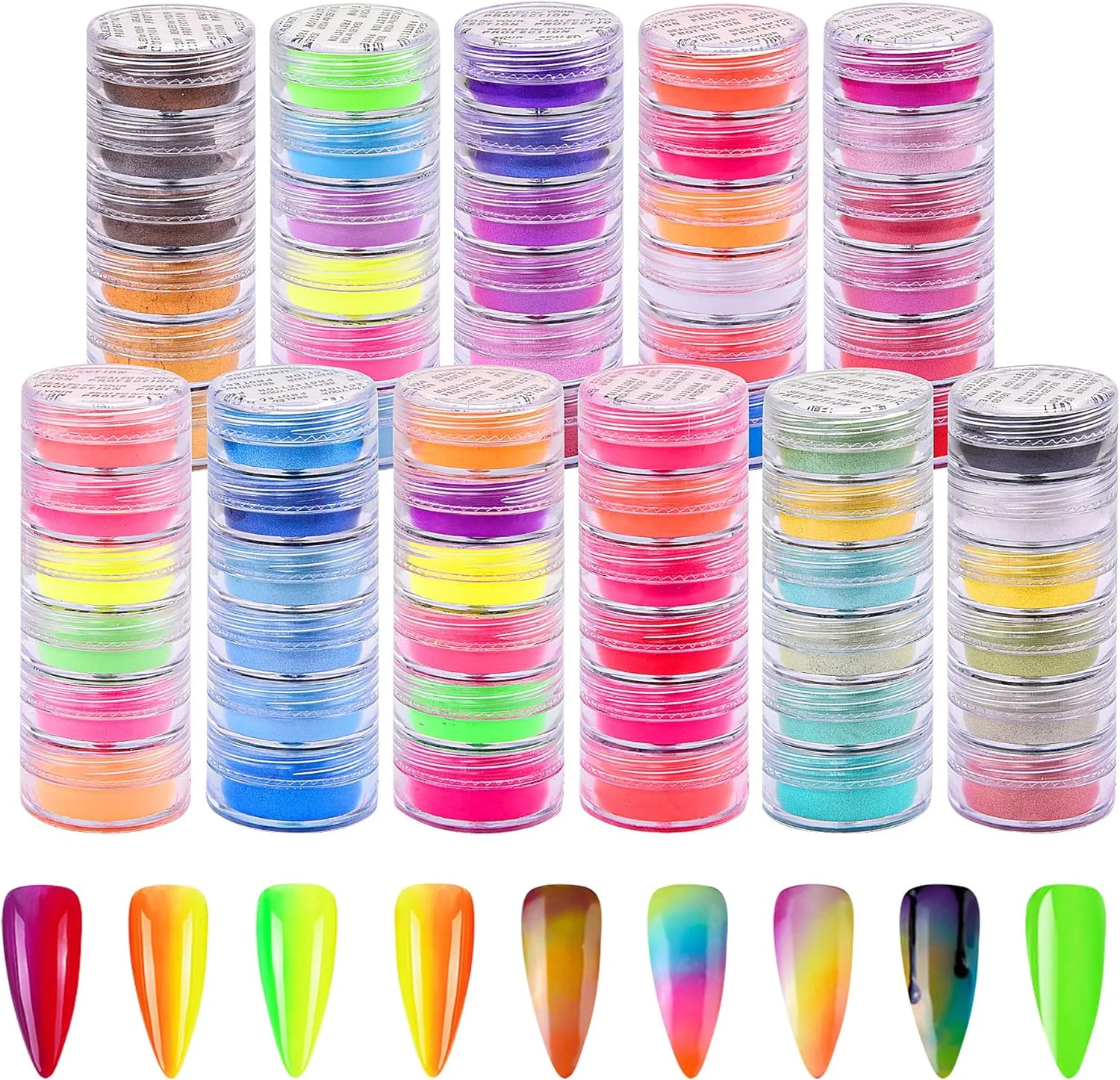 پودر رنگی ناخن دوفین، 66 رنگ، پودر صدفی هنر ناخن، اکلیل رنگارنگ، پودر شب‌تاب فلورسنت، پودرهای های‌گلاس هاله برای هنر ناخن، بدن و صنایع دستی