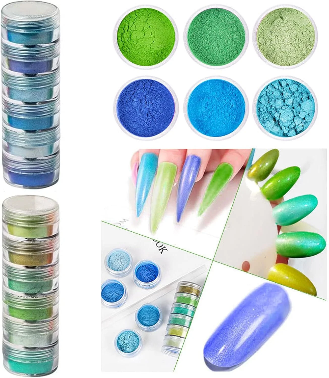 پودر رنگی ناخن داگدا با 24 رنگ، پودر درخشان رنگین کمانی فوق العاده ظریف و شب تاب مرواریدی براق، گرد و غبار رنگدانه های ناخن، تزئینات سه بعدی هنر ناخن DIY