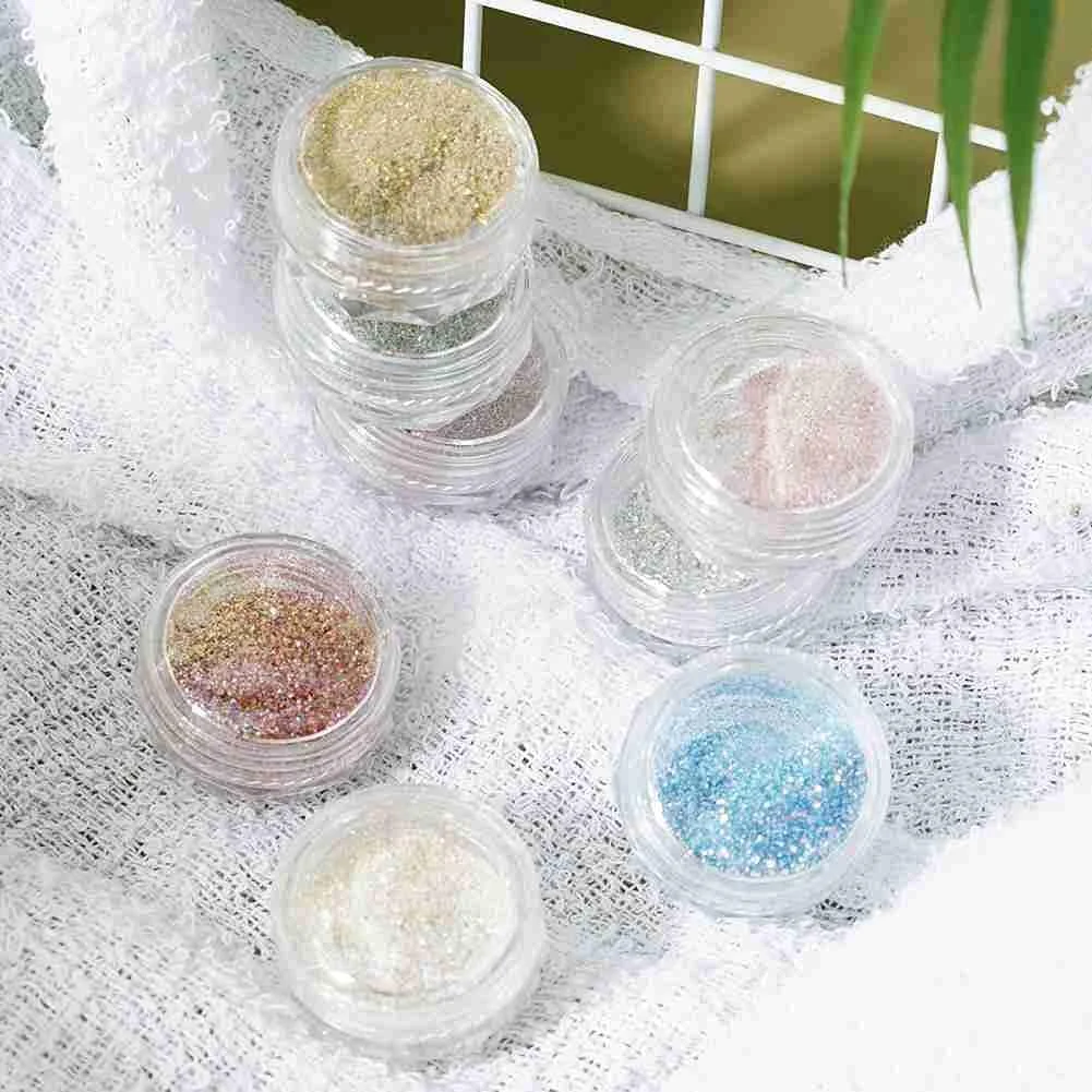 ست پودر کاشت ناخن الماس کریستالی 8 عددی، پودر دیپینگ، پودر الماس رنگارنگ، پودر اکلیل طراحی ناخن، پودر براق جواهرات ناخن