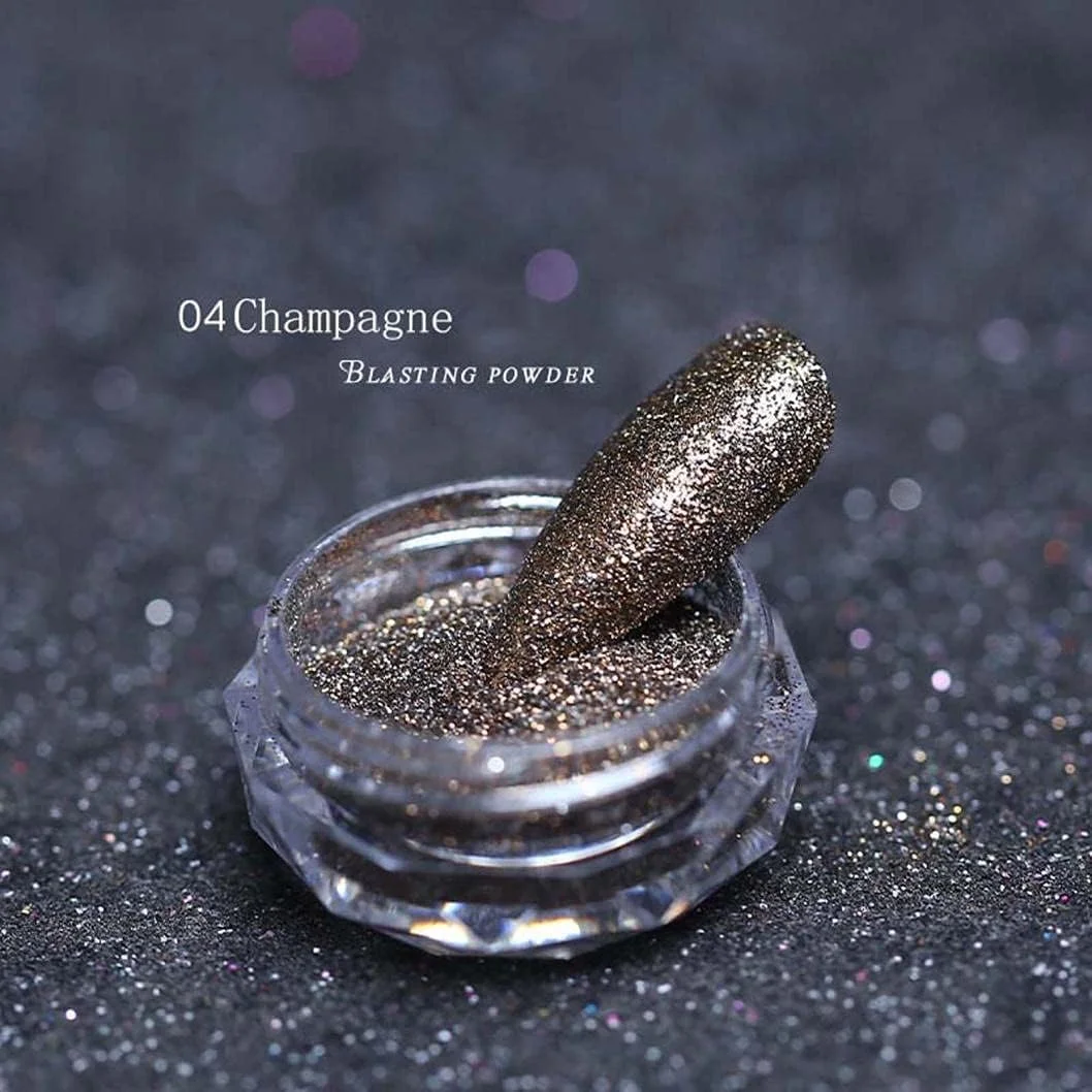 پودر الماس کریستالی هنر ناخن 8 رنگ، پولک های ناخن الماس میکرو مخلوط فلش، رنگدانه کروم براق طلای رز، گرد و غبار رنگدانه های ناخن دکوراسیون سه بعدی هنر ناخن DIY.