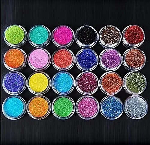 ست پودر اکلیل بسیار ظریف 24 رنگ ترکیبی برای طراحی ناخن و آرایش