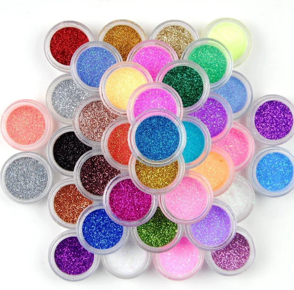 ست پودر اکلیل بسیار ظریف تزئین آرایش ناخن با 45 رنگ ترکیبی