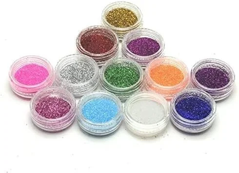 ست پودر اکلیل بسیار ظریف 12 رنگ ترکیبی برای آرایش ناخن و صورت