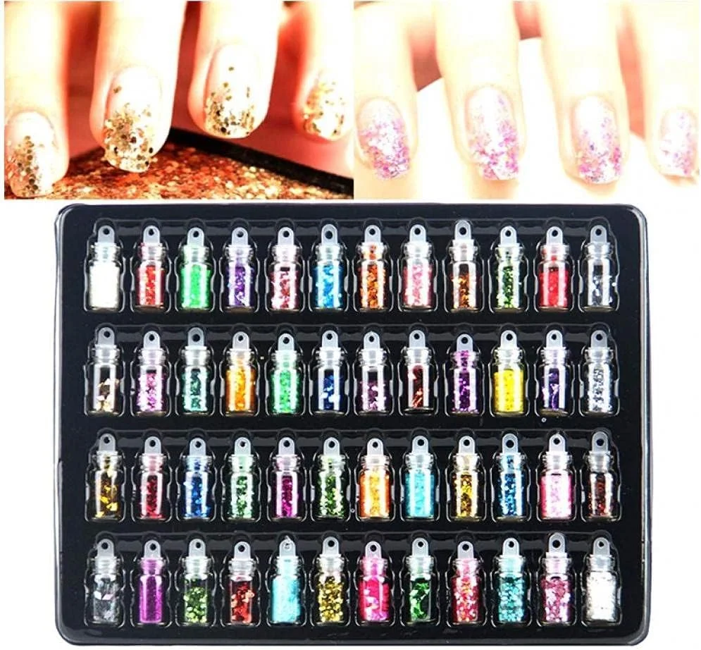 پودر اکلیل رنگی طراحی ناخن، ابزار ناخن، روکش ناخن، فویل انتقال چسب اکلیلی، تزئین ناخن DIY، 48 عدد ابزار و لوازم جانبی ناخن پودر اکلیل رنگی طراحی ناخن، ابزار ناخن، روکش ناخن، فویل انتقال چسب اکلیلی، تزئین ناخن DIY، 48 عدد ابزار و لوازم جانبی ناخن