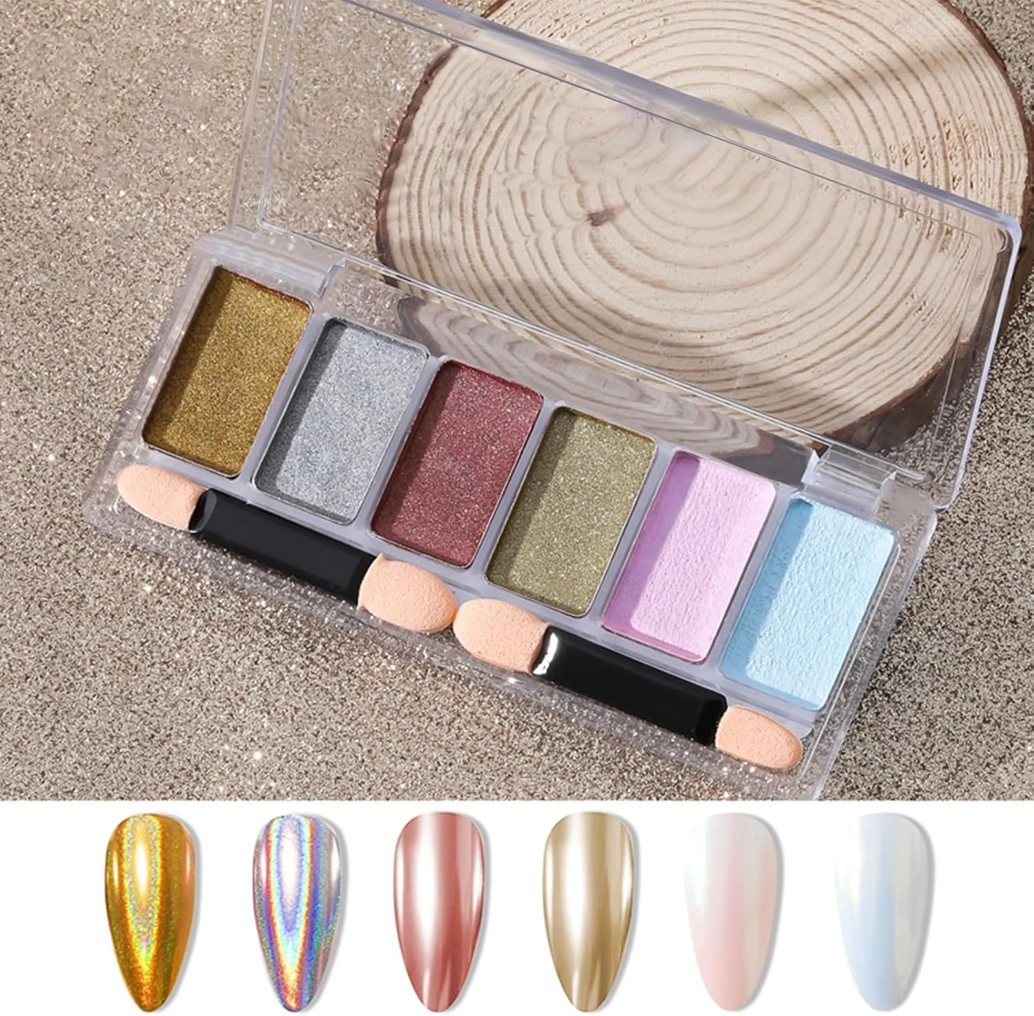 پودر ناخن آینه ای با 6 رنگ، پودر کروم متالیک، پودر براق اکلیلی ناخن، پودر رنگدانه هنر ناخن به همراه قلم سایه چشم، مناسب برای طراحی و دیزاین ناخن پودر ناخن آینه ای با 6 رنگ، پودر کروم متالیک، پودر براق اکلیلی ناخن، پودر رنگدانه هنر ناخن به همراه قلم سایه چشم، مناسب برای طراحی و دیزاین ناخن