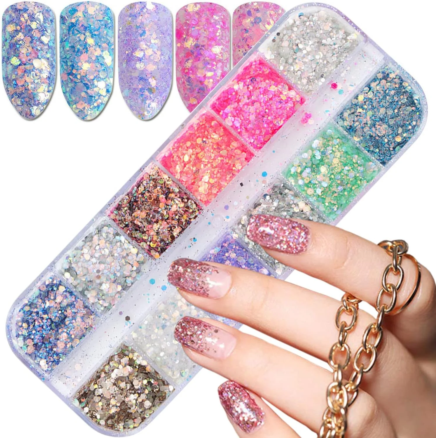 پولک های رنگارنگ اکلیلی برای طراحی ناخن، 12 رنگ پولک های صدفی تزئینی ناخن، پودر شش ضلعی فوق العاده نازک هولوگرافی طراحی ناخن برای زنان دختران لوازم اکریلیک براق مانیکور، نکات طراحی ناخن پولک های رنگارنگ اکلیلی برای طراحی ناخن، 12 رنگ پولک های صدفی تزئینی ناخن، پودر شش ضلعی فوق العاده نازک هولوگرافی طراحی ناخن برای زنان دختران لوازم اکریلیک براق مانیکور، نکات طراحی ناخن