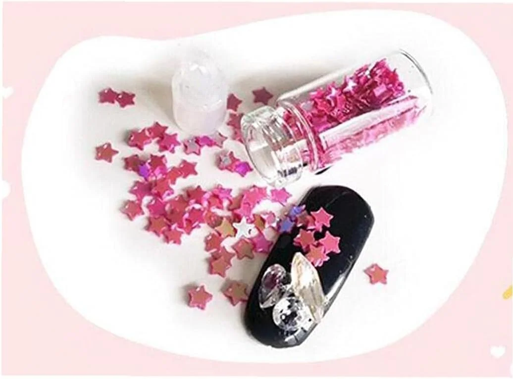 پودر اکلیل رنگی طراحی ناخن، ابزار ناخن، روکش ناخن، فویل انتقال چسب اکلیلی، تزئین ناخن DIY، 48 عدد ابزار و لوازم جانبی ناخن