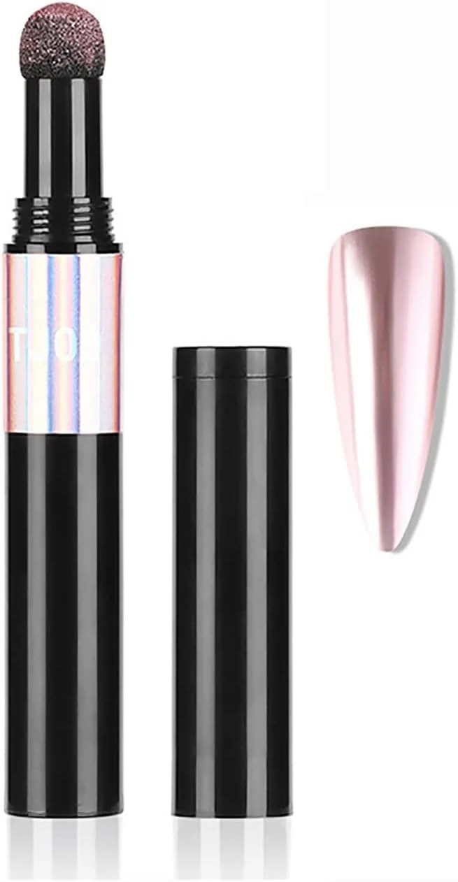 قلم پودر کروم ناخن - قلم پودر ناخن کوسن هوا با رنگ متالیک براق اثر آینه ای، قلم سایه چشم تزئین ناخن DIY