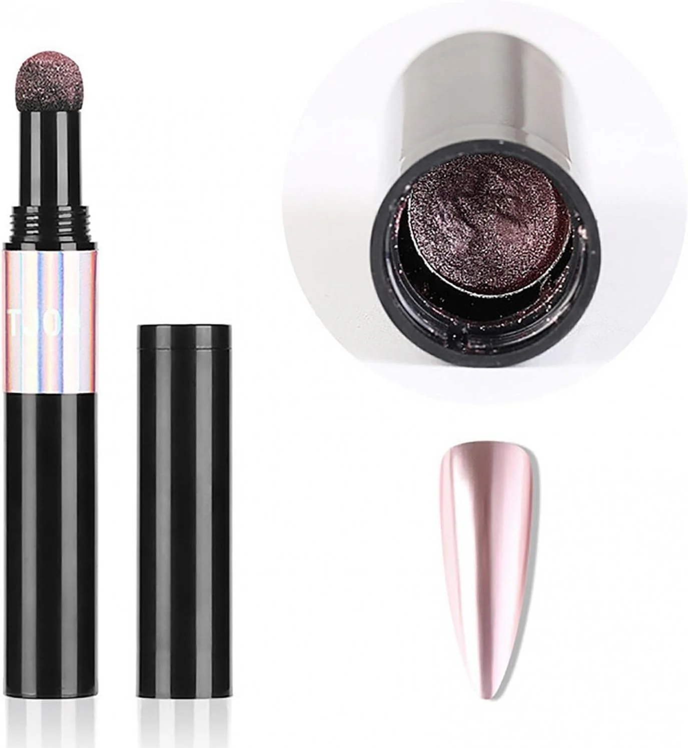 قلم پودر کروم ناخن - قلم پودر ناخن کوسن هوا با رنگ متالیک براق اثر آینه ای، قلم سایه چشم تزئین ناخن DIY