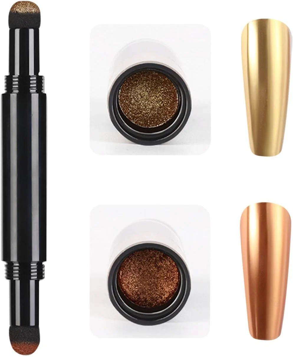 قلم پودر کروم ناخن - قلم پودر ناخن اکلیلی با کوسن هوا، قلم های هنری ناخن اکلیلی با جلوه آینه ای، قلم های سایه چشم، قلم های هنری لاک ناخن (G)