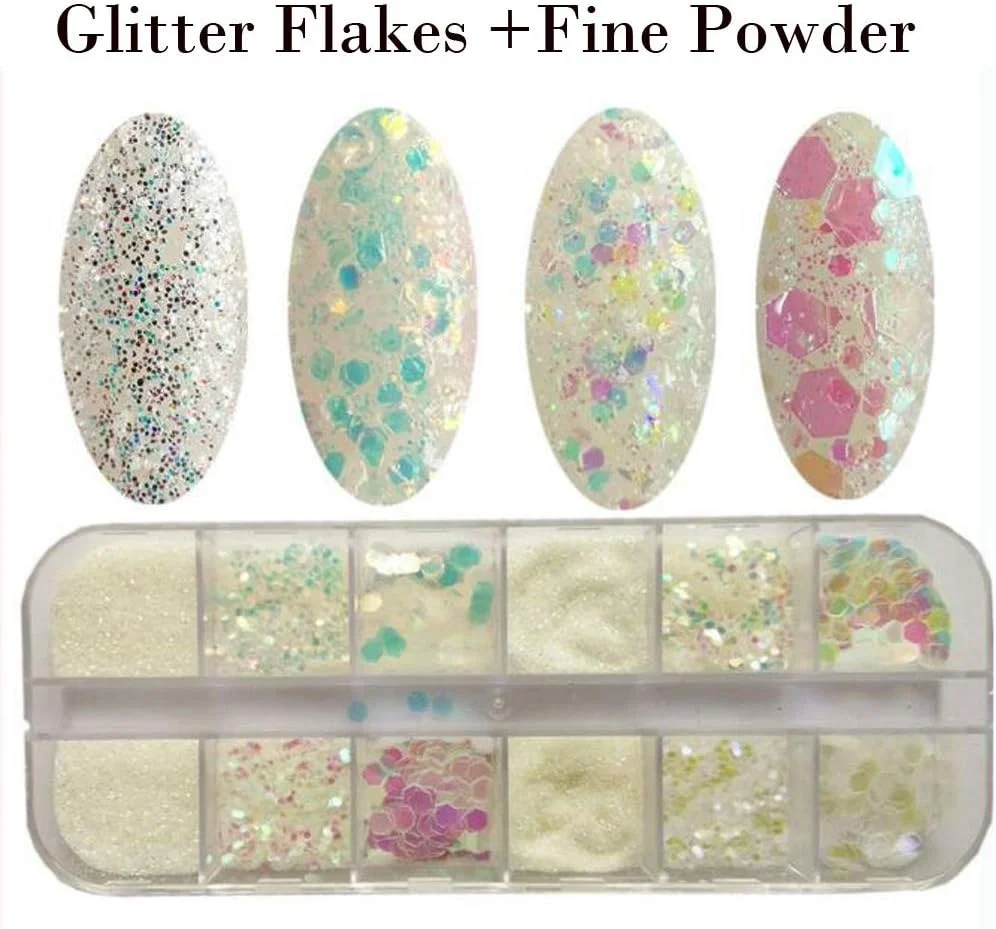 4 جعبه پولک اکلیلی ناخن پروانه سه بعدی، ستاره نقره ای هولوگرافیک، پولک های درشت گرد، پودر اکلیلی ناخن رنگین کمانی برای مانیکور، کاردستی DIY اسلایم با موچین (استایل B)