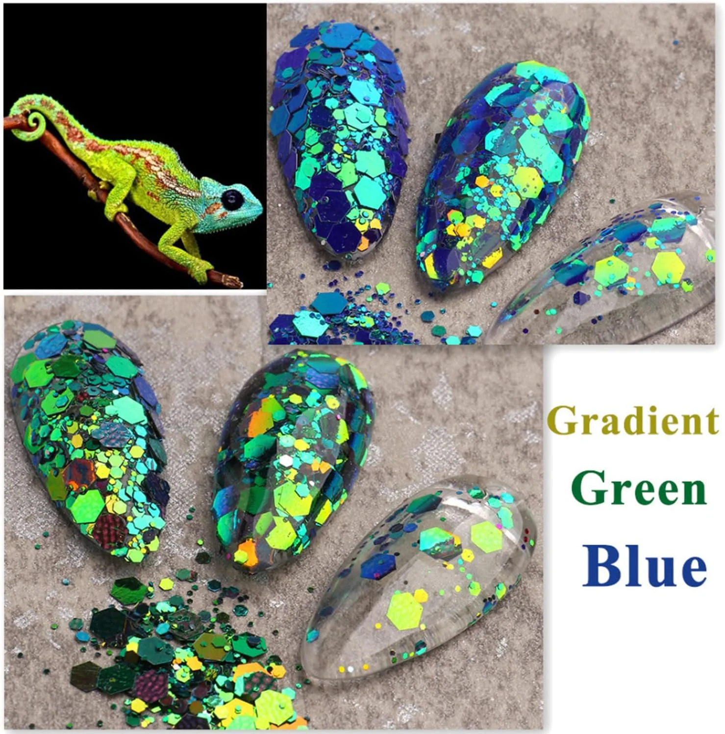 پولک های هنری ناخن اکلیلی آفتاب پرست، طراحی پولک های اکلیلی ناخن لیزری سه بعدی هولوگرافیک، پودر اکلیل های براق ژل UV، لوازم جانبی برای مانیکور زنانه، تزئینات پری دریایی، نکات هنری ناخن براق DIY