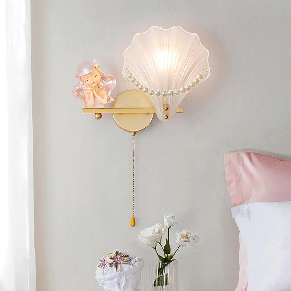 چراغ دیواری مدرن کارتونی RXPVUXE، چراغ دیواری شیشه ای پوسته سفید با کلید زنجیری، دکوراسیون اتاق کودک طلایی نوردیک، چراغ دیواری تزئینی با رشته مروارید برای اتاق دخترانه، اتاق خواب چراغ دیواری مدرن کارتونی RXPVUXE، چراغ دیواری شیشه ای پوسته سفید با کلید زنجیری، دکوراسیون اتاق کودک طلایی نوردیک، چراغ دیواری تزئینی با رشته مروارید برای اتاق دخترانه، اتاق خواب