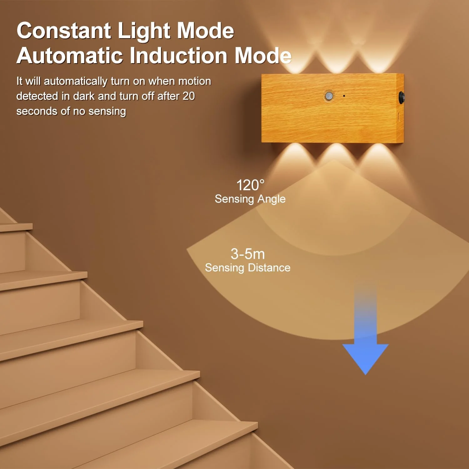 چراغ دیواری باتری خور WOKWOYIO، چراغ دیواری، کنترل لمسی داخلی، 3 دمای رنگ، چراغ دیواری LED با دیمر پیوسته، بی سیم برای راهرو، اتاق نشیمن، اتاق خواب، گاراژ، 6 وات، 5200 میلی آمپر ساعت