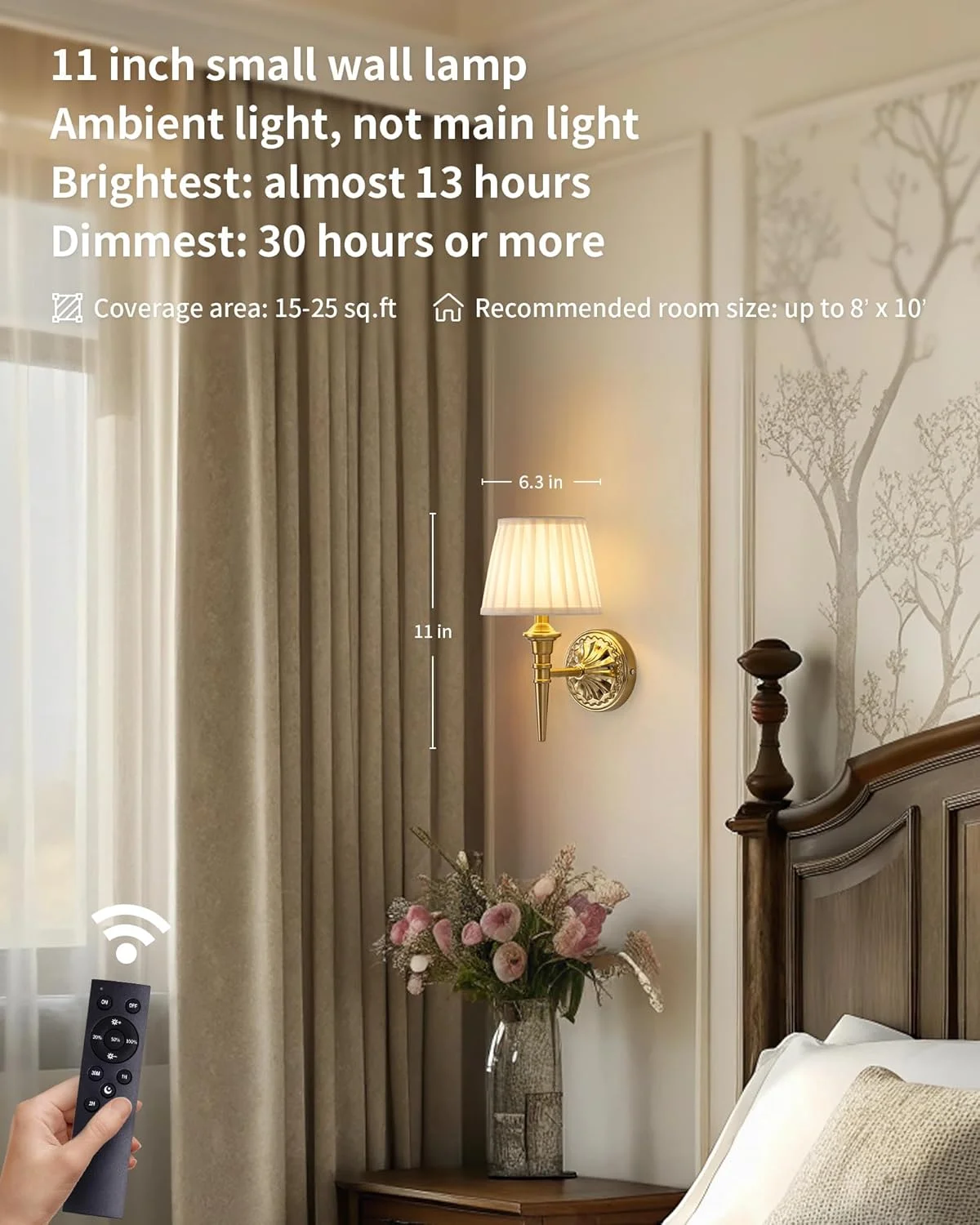 ست 2 عددی چراغ دیواری بی سیم KDG، لامپ های پارچه ای LED کوچک با باتری قابل شارژ 5200 میلی آمپر ساعت، روشنایی قابل حمل برای نقاشی، اتاق نشیمن، اتاق خواب، راهرو، هدیه، چراغ خواب