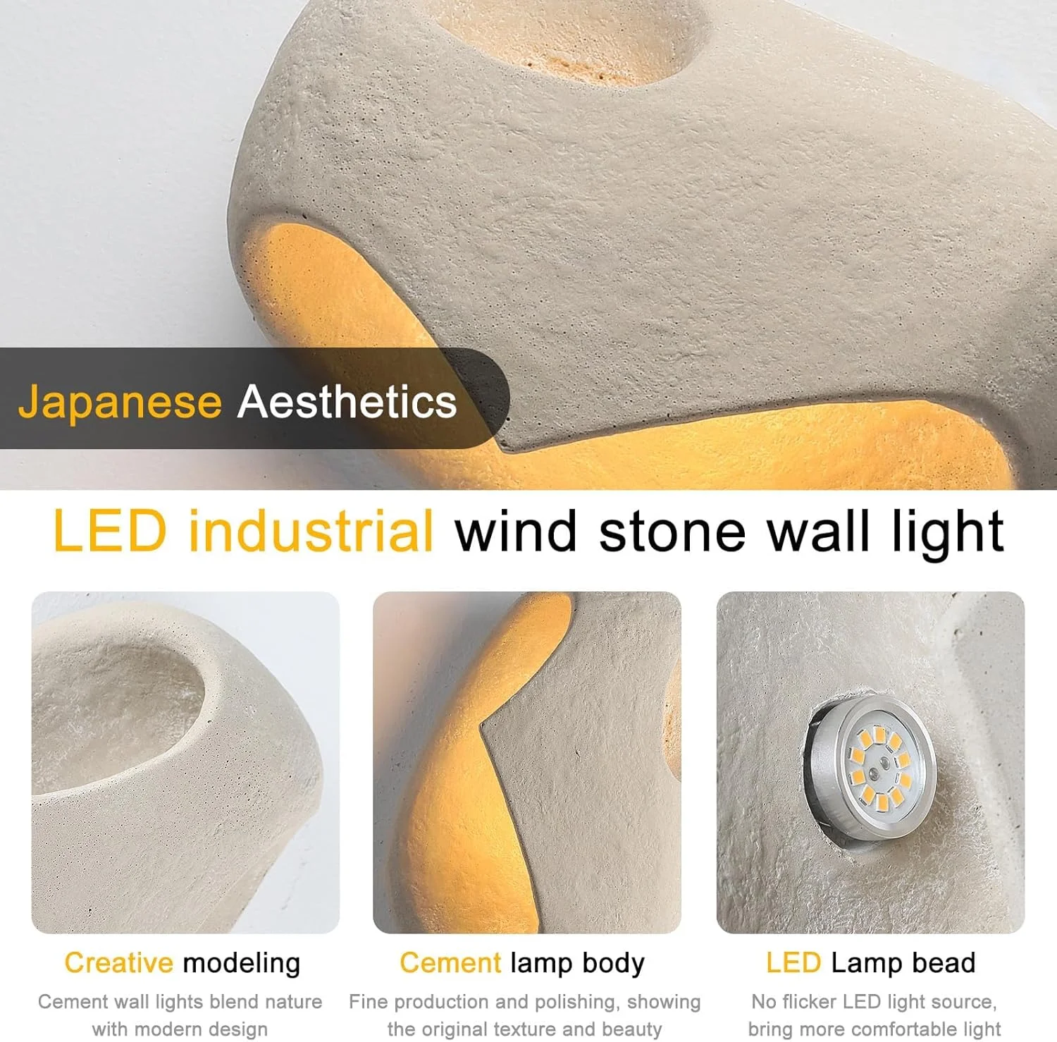 چراغ دیواری داخلی به سبک وابی-سابی، چراغ دیواری مدرن دکوراتیو مناسب برای حمام، اتاق نشیمن، اتاق خواب، راهرو، اتاق پرو، آینه، راه پله 3000K، ابعاد 21.5*15*9 سانتی متر