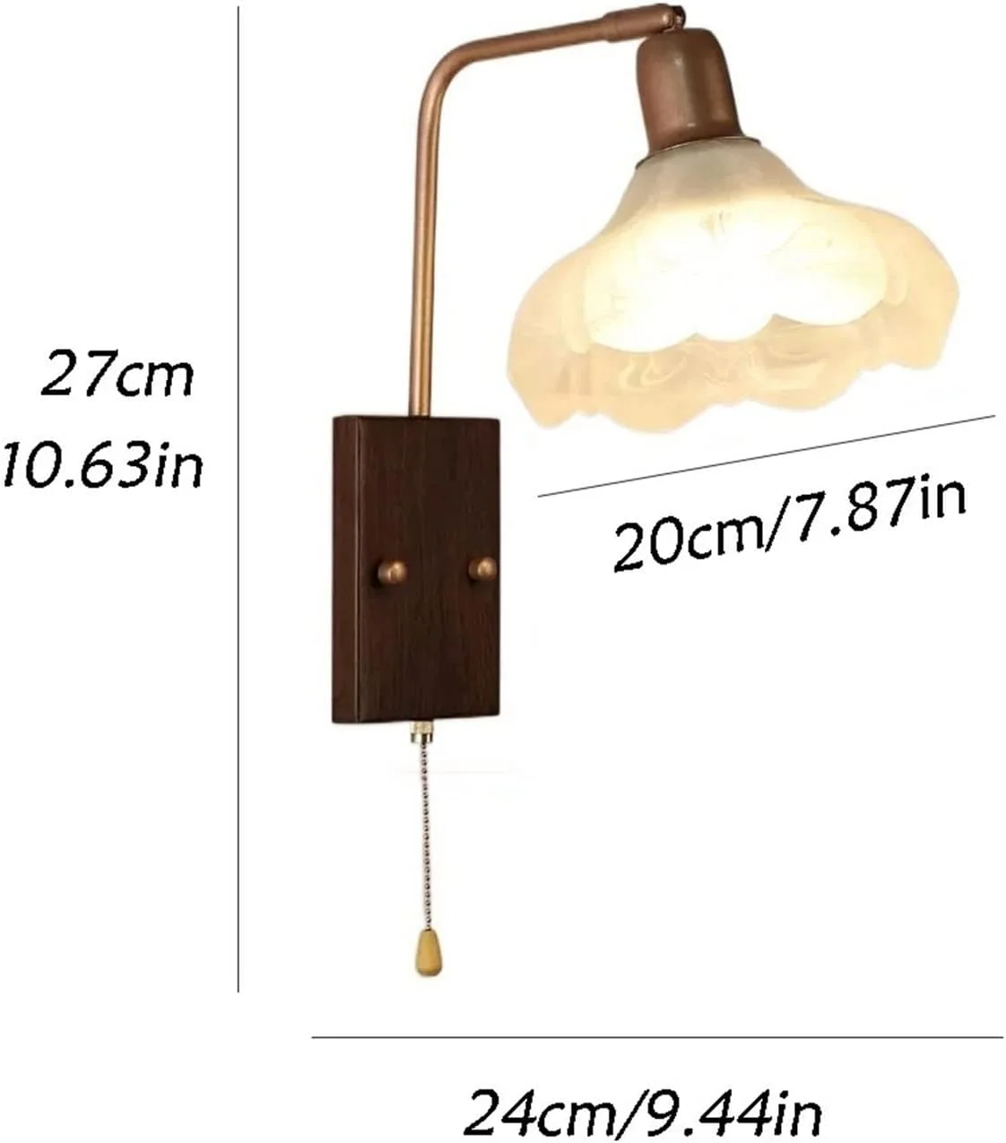 چراغ دیواری شمعدانی طرح چوب قدیمی، مناسب اتاق خواب، کنار تخت، راهرو و پس زمینه با حباب شیشه ای