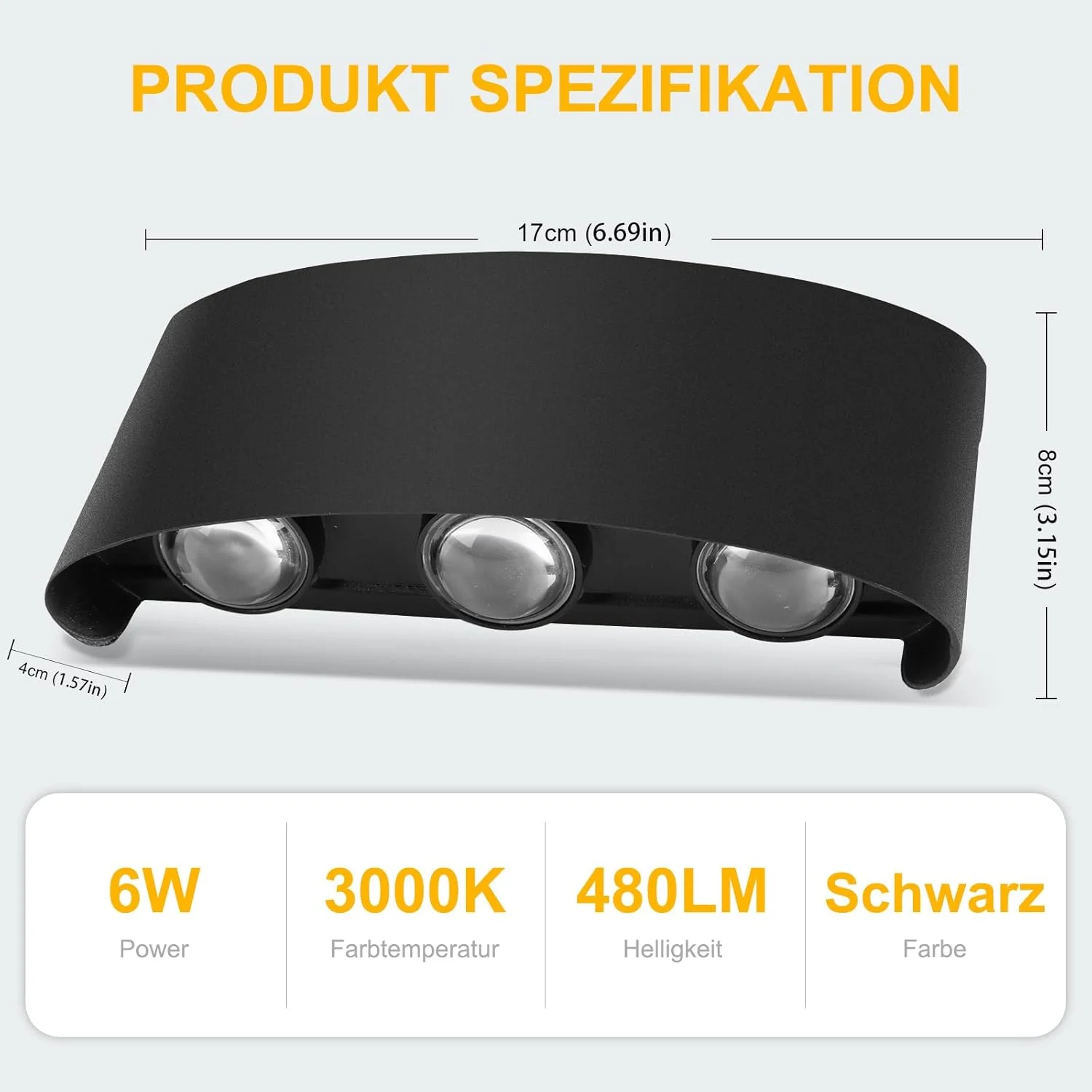 چراغ دیواری مدرن LED اورایمین IP65 3000K مناسب اتاق خواب، نشیمن، هتل، راه پله، راهرو