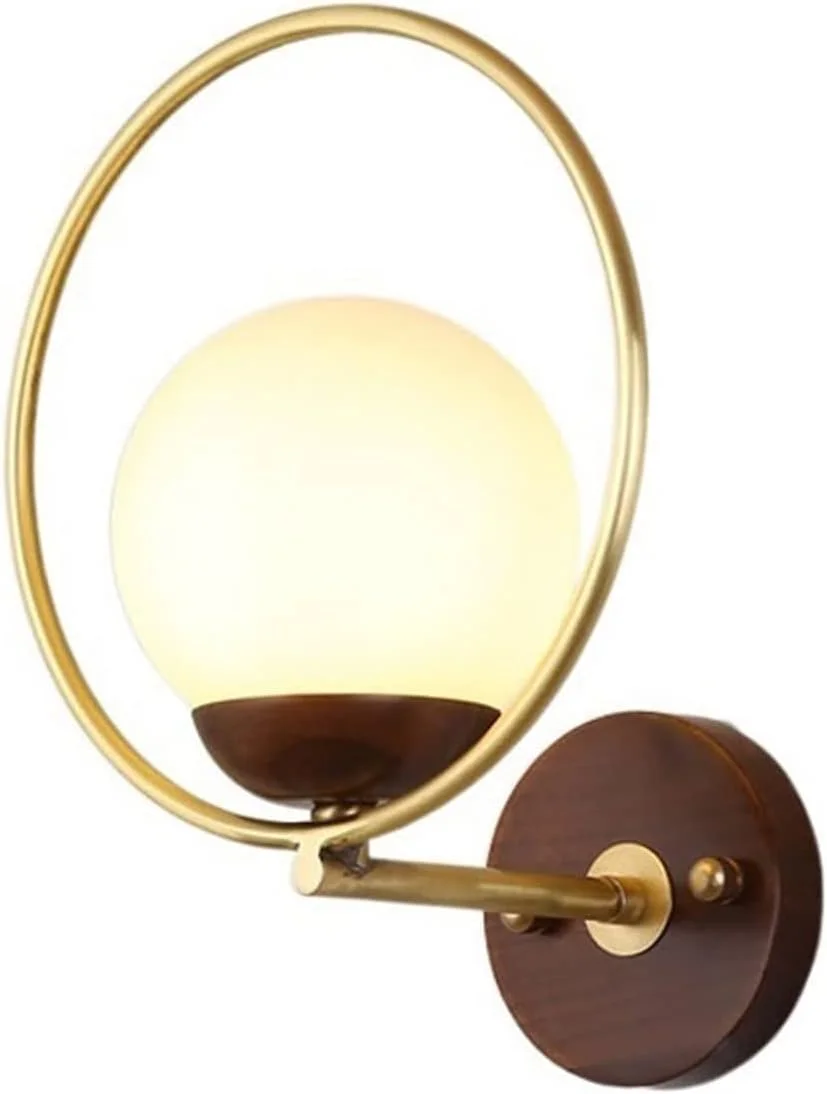 شمعدان دیواری مدرن و شیک، چراغ دیواری تزئینی راهرو، بالکن، نورپردازی مسی، چوب گردو لوکس