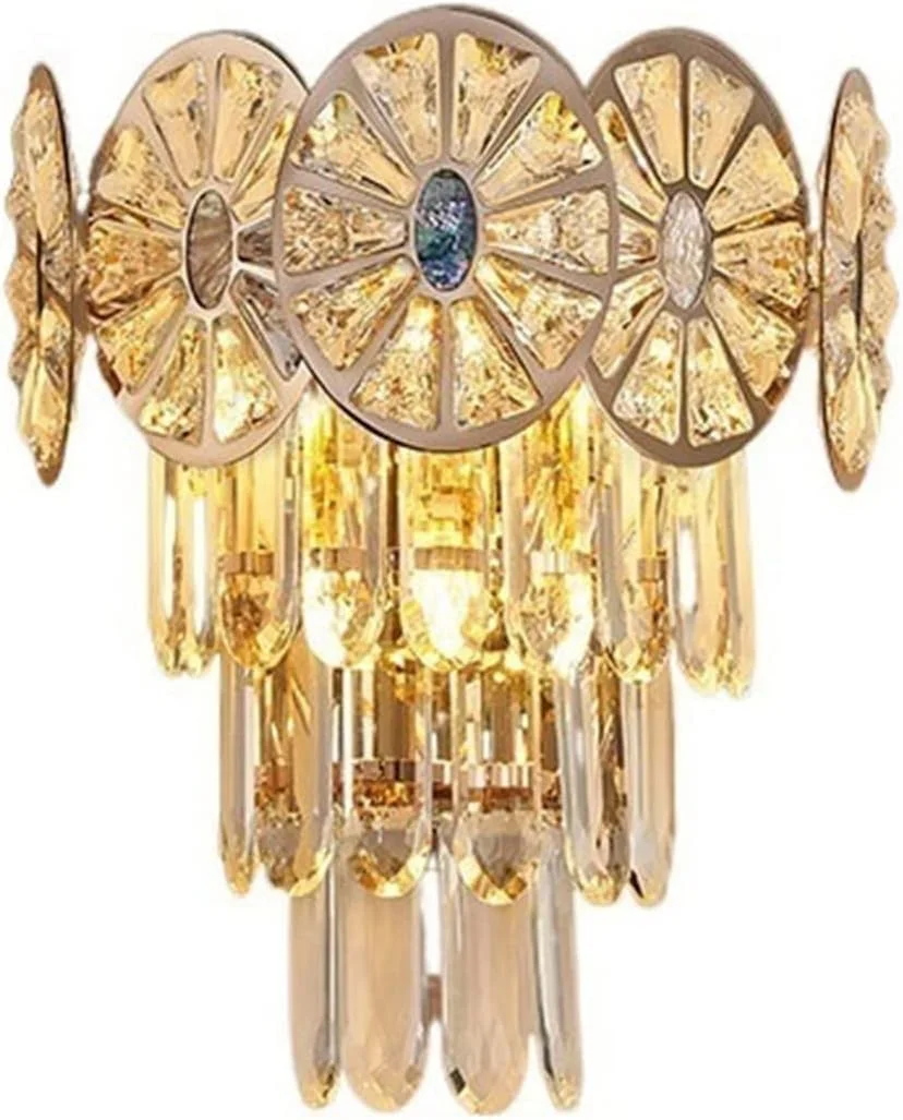 چراغ دیواری دکوراتیو کنار تختی، لوکس و شیک با پس زمینه کریستالی، روشنایی داخلی