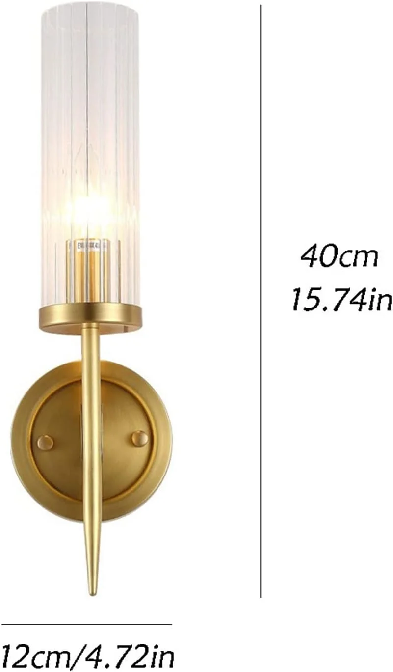 چراغ دیواری شمعدانی لوکس لایت اتاق خواب کنار تخت خواب مسی ساده مدرن روشنایی داخلی تزئینی با سایه شیشه ای