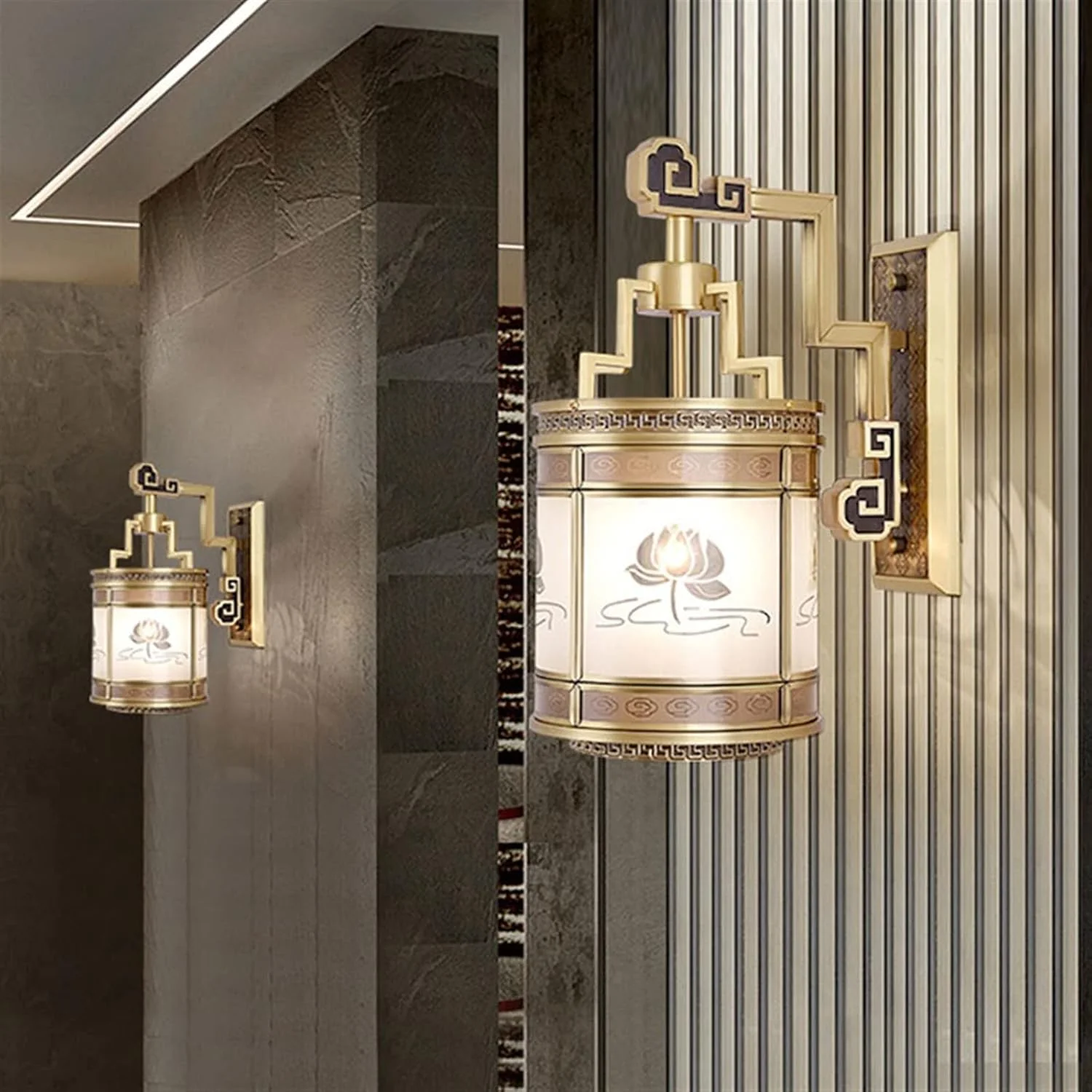 چراغ دیواری شمعدانی فانوسی شکل شخصی‌سازی شده، چراغ تزئینی مسی برای ایوان، روشنایی داخلی