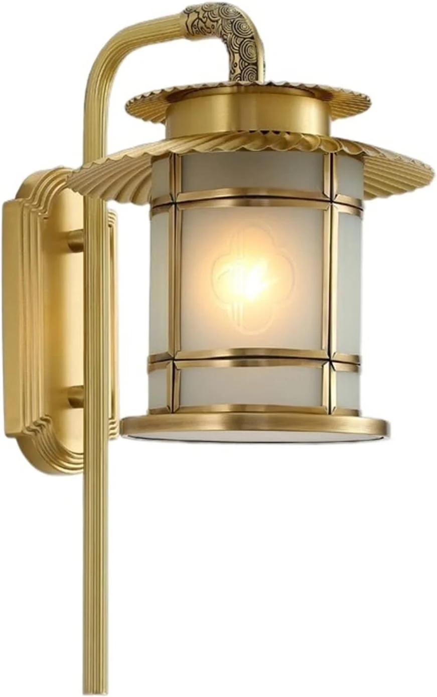 چراغ دیواری شمعدانی فانوسی کلاسیک، روشنایی کنار تخت خواب اتاق خواب، لوکس و تزئینی مسی