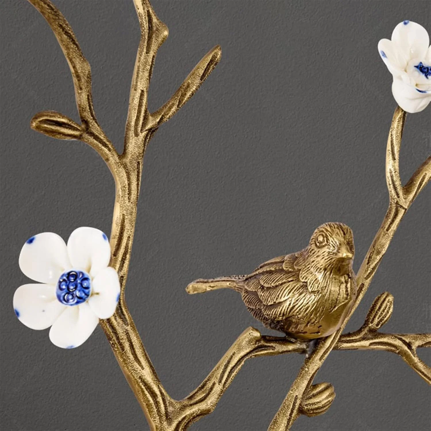 شمعدان دیواری مسی لوکس، چراغ دیواری خلاقانه به شکل گل و پرنده، مناسب برای نورپردازی تزئینی کنار تخت اتاق خواب