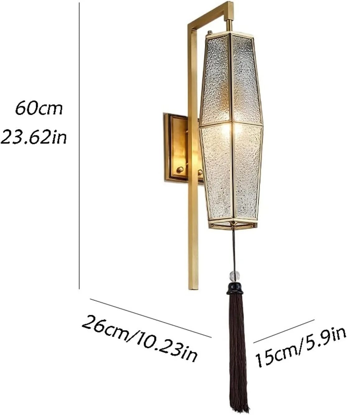 شمعدان دیواری مسی کلاسیک لوکس شیشه ای، چراغ دیواری تزئینی رترو، روشنایی راهرو و راه پله