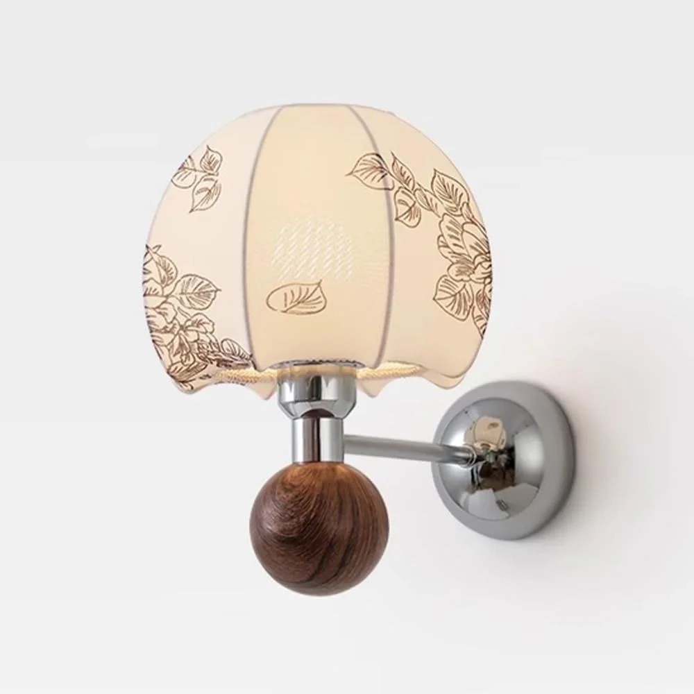 چراغ دیواری کنار تختی Jadssox، چراغ دیواری فرانسوی وینتیج با آباژور پارچه ای، چراغ دیواری اتاق خواب، اتاق نشیمن، راهرو، چراغ دیواری پارچه ای چاپی با سرپیچ E27 برای فضای داخلی، ارتفاع: 28.5 سانتی متر