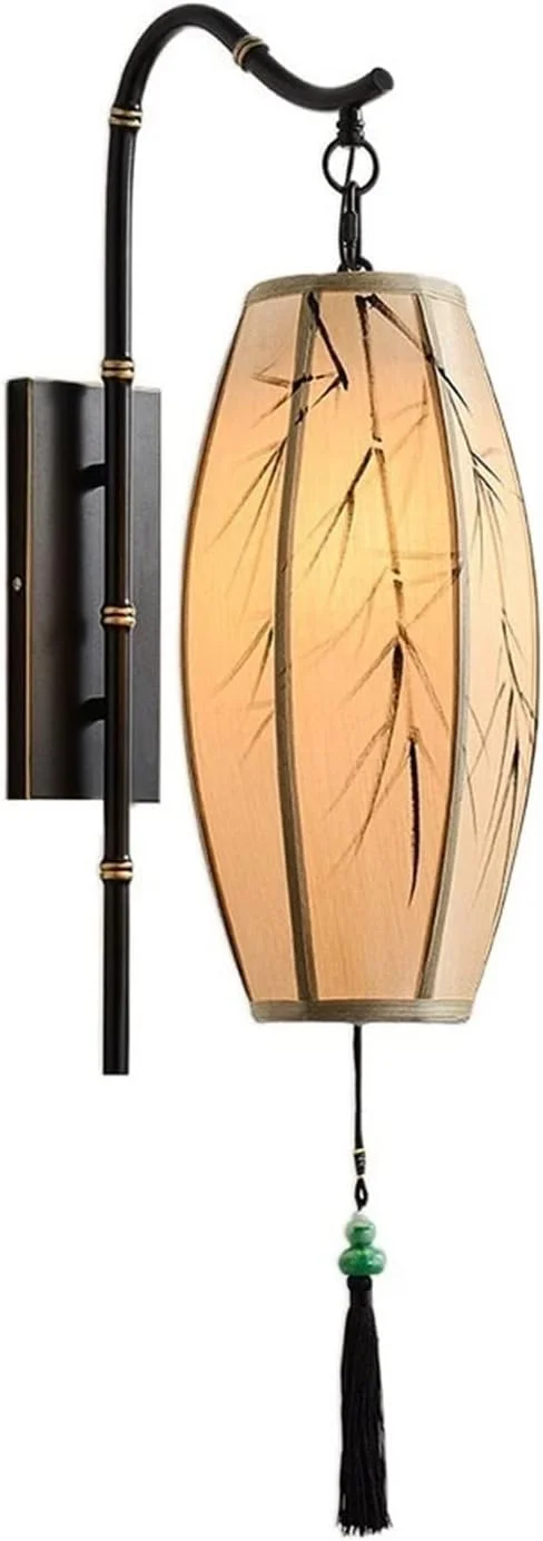 چراغ دیواری شمعدانی اتاق نشیمن کلاسیک، چراغ خواب خلاقانه، طراحی فانوسی دکوراسیون اتاق مطالعه با آباژور پارچه ای