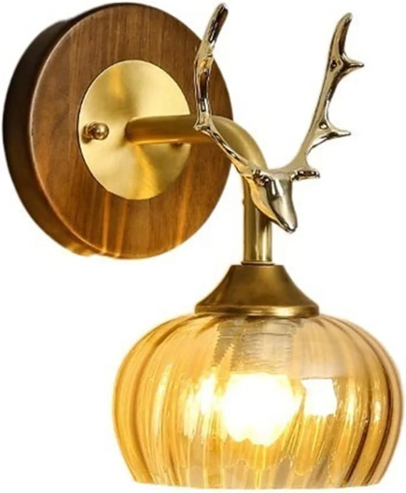 چراغ دیواری چوبی کنار تخت خواب اتاق خواب، پس زمینه تلویزیون، راهرو، راه پله تزئینی