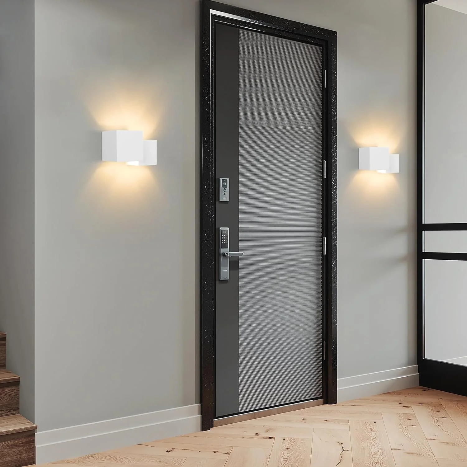 چراغ دیواری Homefire مدل G9 - طراحی مدرن، نورپردازی بالا و پایین، مناسب راهرو، چراغ پله، چراغ گچی سفید، روشنایی دیواری برای اتاق خواب، اتاق کودک - بدون لامپ