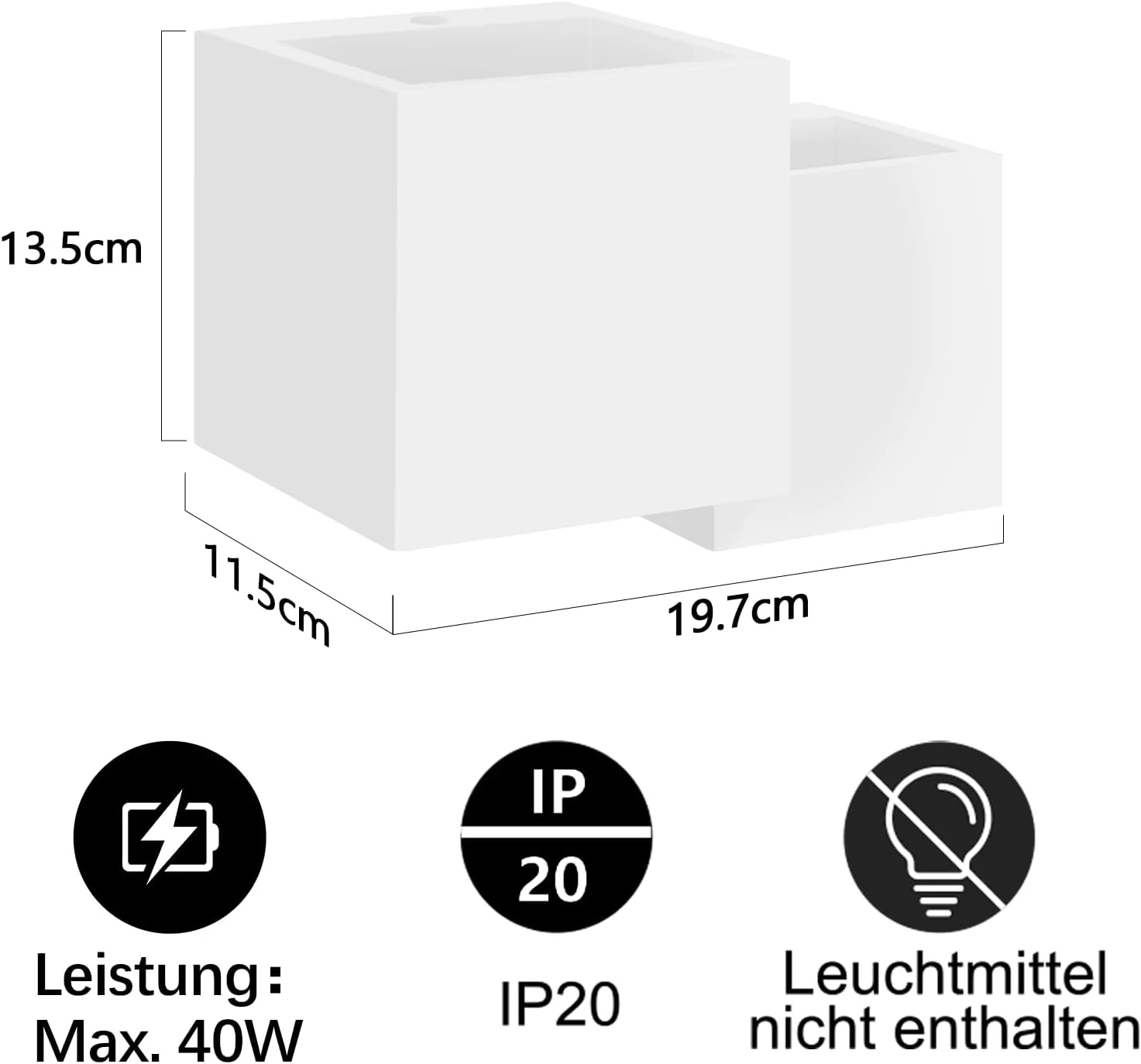 چراغ دیواری Homefire مدل G9 - طراحی مدرن، نورپردازی بالا و پایین، مناسب راهرو، چراغ پله، چراغ گچی سفید، روشنایی دیواری برای اتاق خواب، اتاق کودک - بدون لامپ