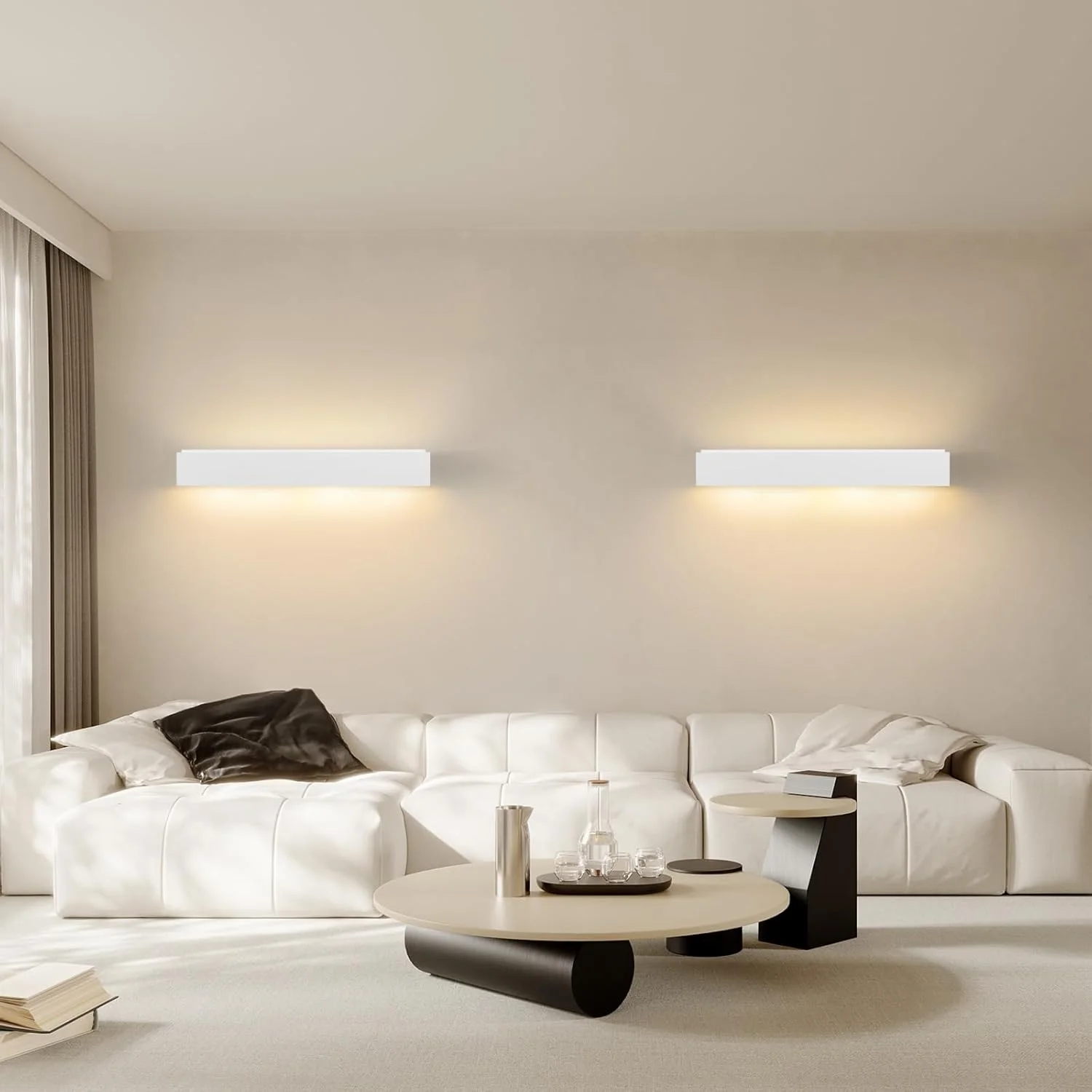 چراغ دیواری Homefire برای راهروی داخلی - چراغ های دیواری بالا و پایین با طراحی مدرن G9، چراغ گچی سفید برای راه پله دیوار اتاق نشیمن آشپزخانه 52 سانتی متر - بدون لامپ