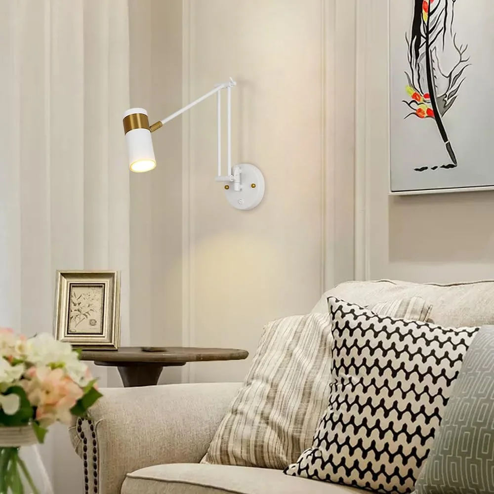 چراغ دیواری بازویی Jadssox، چراغ دیواری قابل تنظیم، چراغ مطالعه دیواری، چراغ دیواری E27 برای اتاق خواب، کنار تخت، اتاق نشیمن و آشپزخانه