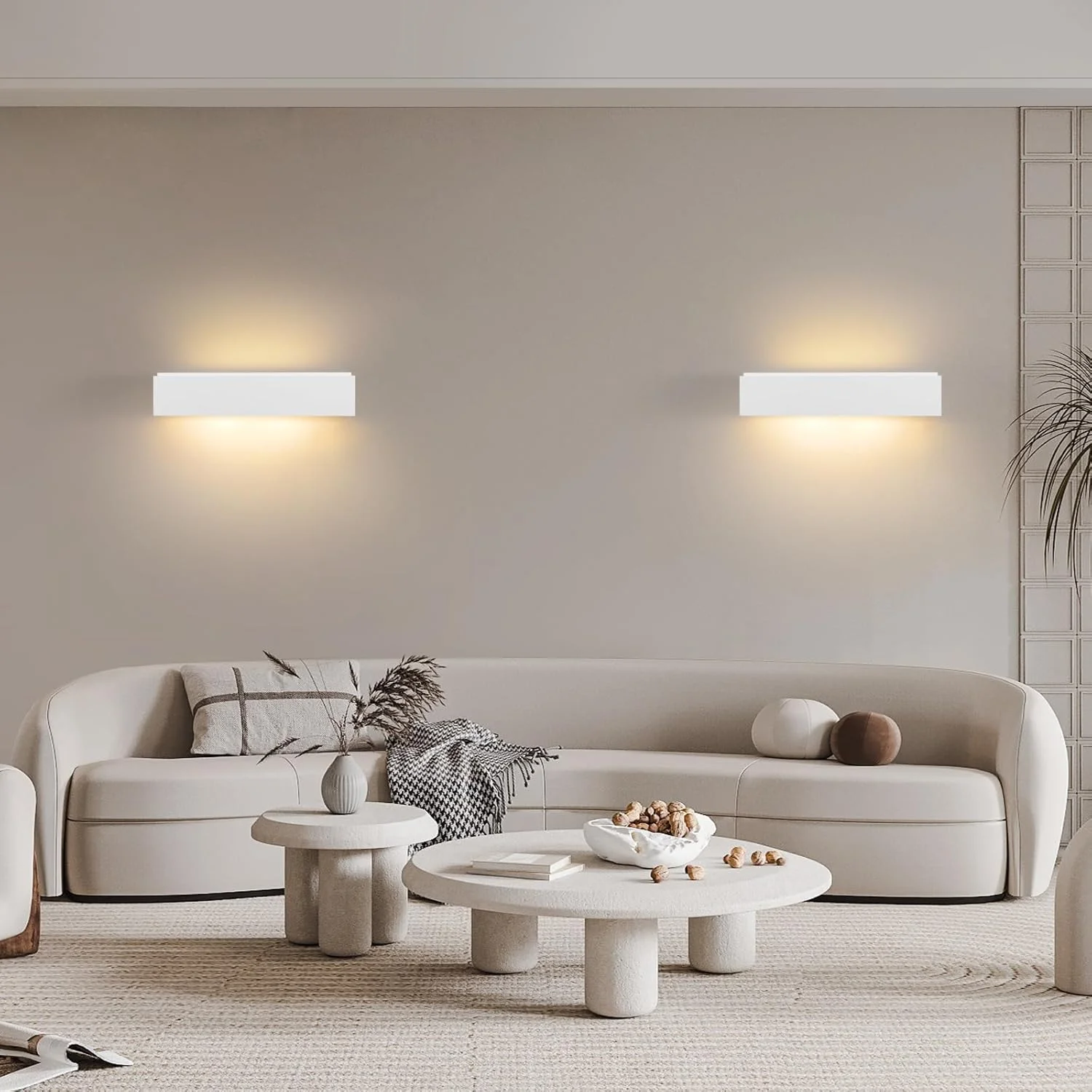 چراغ دیواری هوم فایر برای راهرو داخلی - چراغ های دیواری بالا و پایین با طراحی مدرن G9، چراغ راهرو گچی سفید، چراغ راه پله برای اتاق نشیمن آشپزخانه 35.5 سانتی متر - بدون لامپ