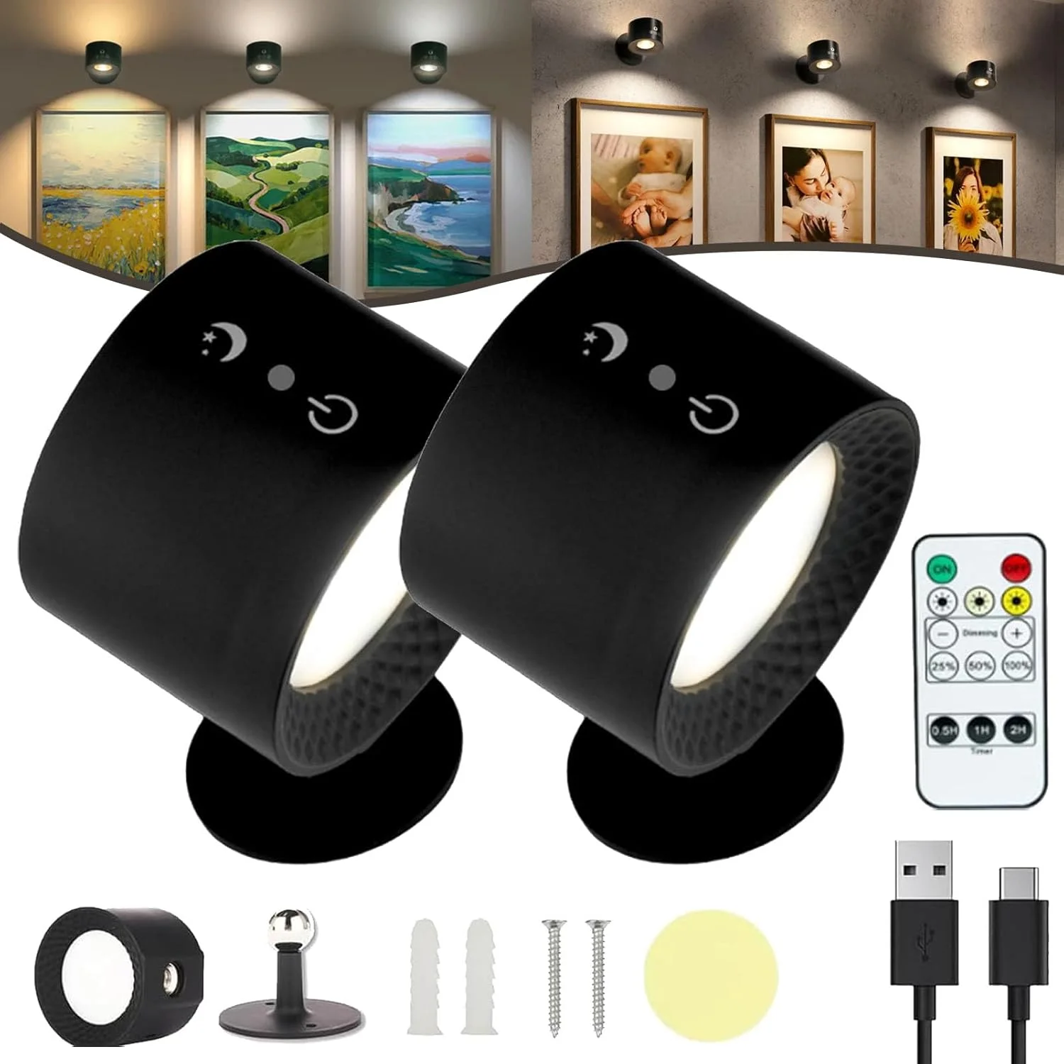 چراغ های Glowright، چراغ داخلی همه جا Glowright 2.0، چراغ دیواری LED مغناطیسی چند منظوره با چرخش 360 درجه با کنترل از راه دور، 3 سطح روشنایی قابل تنظیم برای میزها، اتاق نشیمن، اتاق خواب (2 عدد - E) چراغ های Glowright، چراغ داخلی همه جا Glowright 2.0، چراغ دیواری LED مغناطیسی چند منظوره با چرخش 360 درجه با کنترل از راه دور، 3 سطح روشنایی قابل تنظیم برای میزها، اتاق نشیمن، اتاق خواب (2 عدد - E)