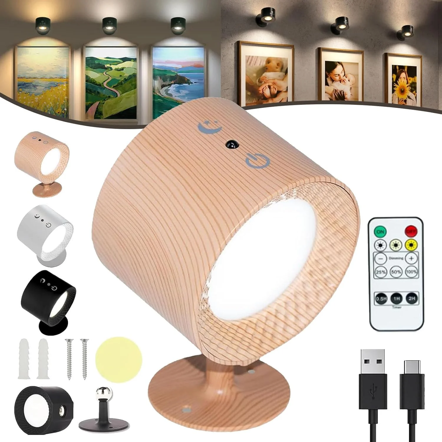 چراغ Glowright، چراغ داخلی Glowright Everywhere Light 2.0، چراغ دیواری LED مغناطیسی چند منظوره با چرخش 360 درجه با کنترل از راه دور، 3 سطح روشنایی قابل تنظیم برای میزها، اتاق نشیمن، اتاق خواب (چوب) چراغ Glowright، چراغ داخلی Glowright Everywhere Light 2.0، چراغ دیواری LED مغناطیسی چند منظوره با چرخش 360 درجه با کنترل از راه دور، 3 سطح روشنایی قابل تنظیم برای میزها، اتاق نشیمن، اتاق خواب (چوب)