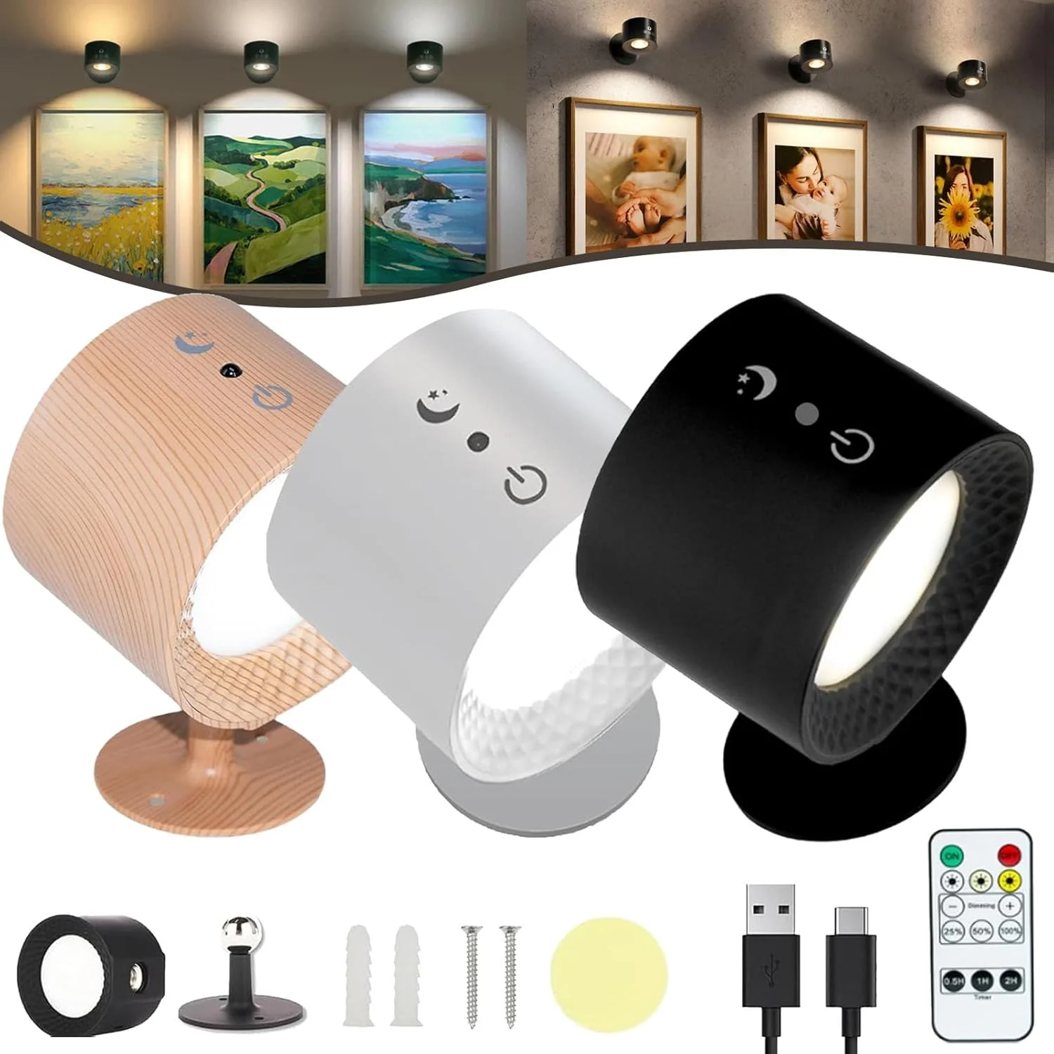 چراغ های Glowright، چراغ داخلی Glowright Everywhere Light 2.0، چراغ دیواری LED مغناطیسی چند منظوره با چرخش 360 درجه و ریموت کنترل، 3 سطح روشنایی قابل تنظیم برای میزها، اتاق نشیمن و اتاق خواب (3 عدد) چراغ های Glowright، چراغ داخلی Glowright Everywhere Light 2.0، چراغ دیواری LED مغناطیسی چند منظوره با چرخش 360 درجه و ریموت کنترل، 3 سطح روشنایی قابل تنظیم برای میزها، اتاق نشیمن و اتاق خواب (3 عدد)